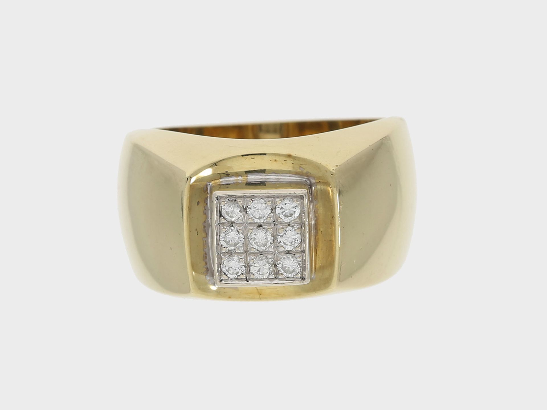 Ring: neuwertiger vintage Brillantring, insgesamt ca. 0,22ct, 14K GoldCa. Ø20mm, RG63