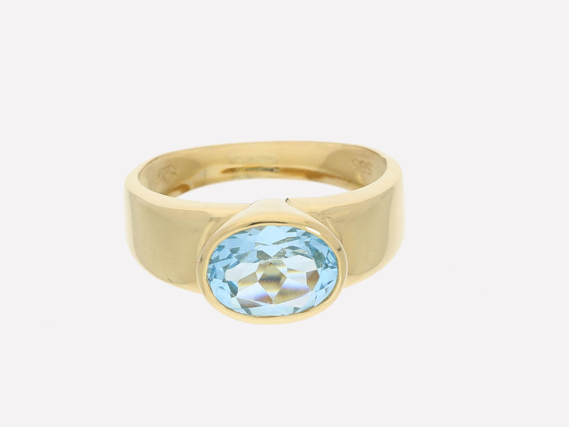 Ring: gelbgoldner Topasring, 14K GoldCa. Ø18,5mm, RG59, ca. 3g, 14K Gelbgold, besetzt