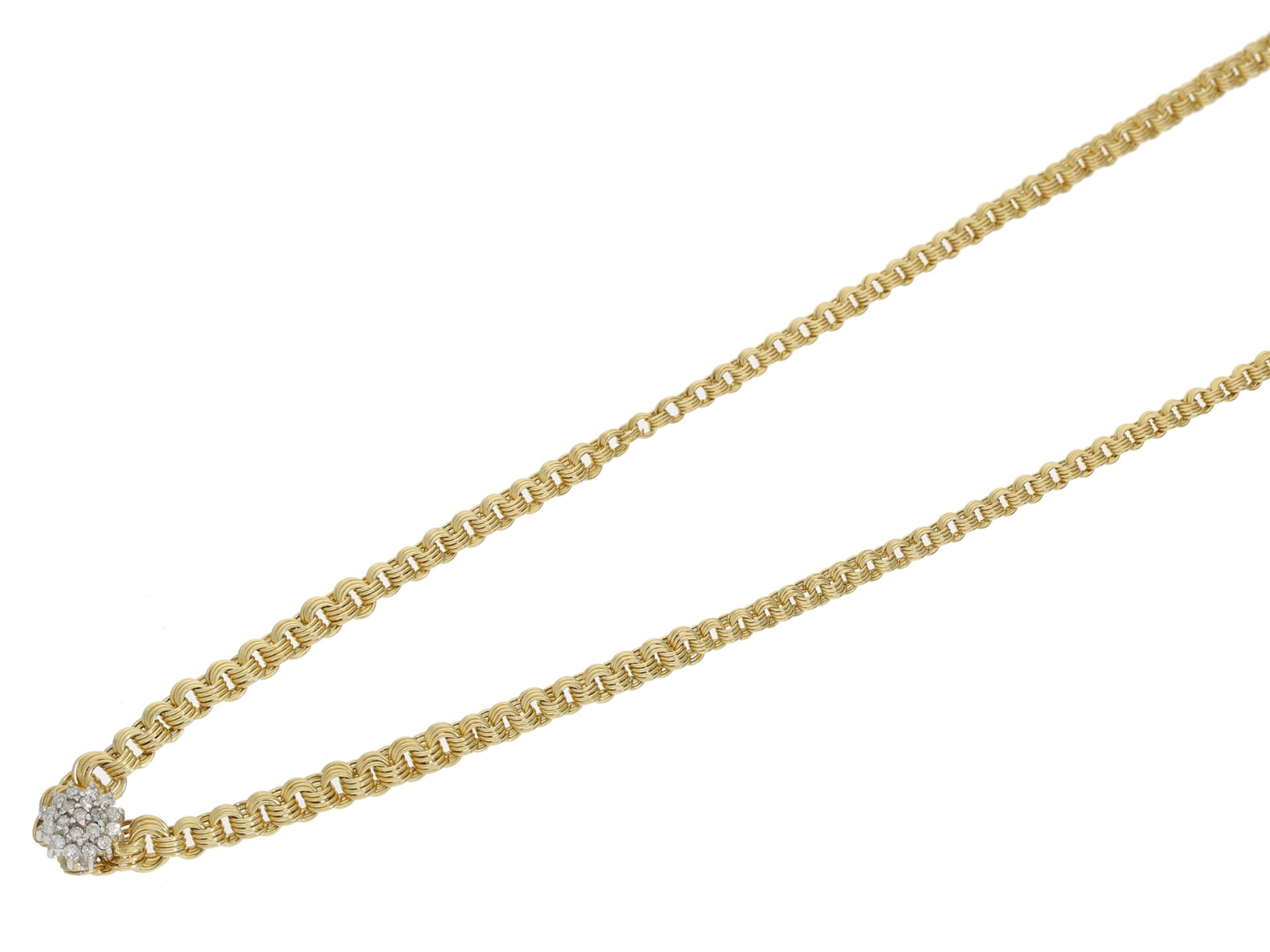 Kette/Collier: feines gelbgoldenes Collier mit Diamanten, 14K GoldCa. 46cm lang, ca. 4