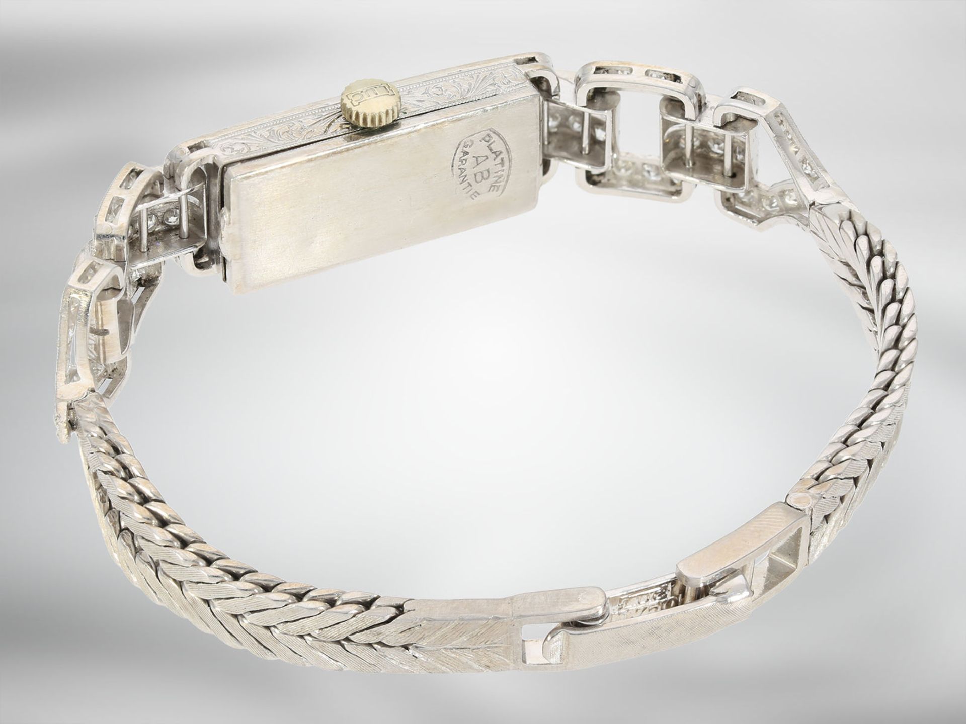 Armbanduhr: luxuriöse Damenuhr aus der Zeit des Art déco, Marke Chopard, Platin, hochwertiger Diaman - Bild 3 aus 4