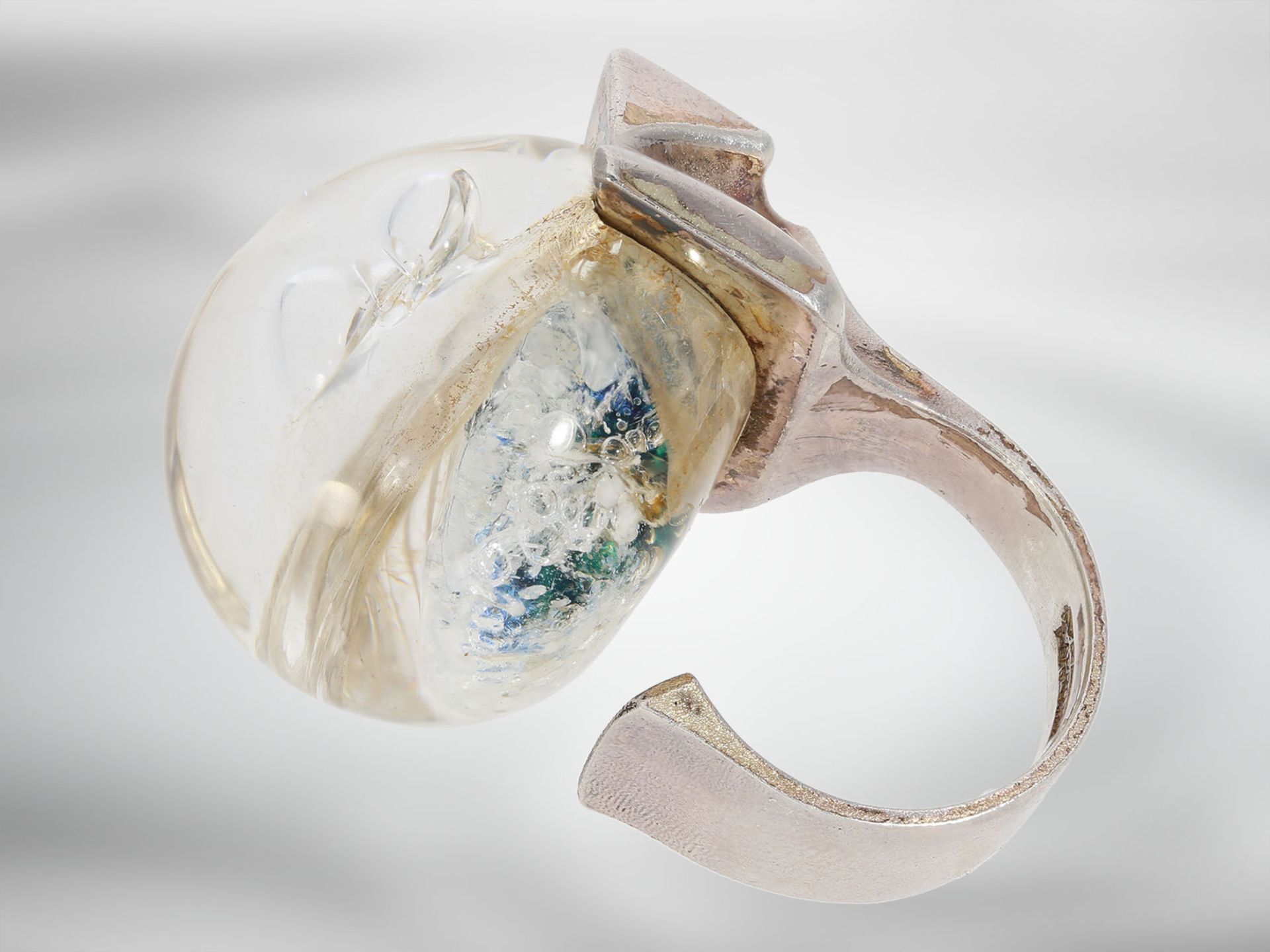 Ring: Designerring 'Petrified Lake' aus der Manufaktur Lapponia, mit Acryl, Sterlingsilber, Finnland - Image 3 of 4