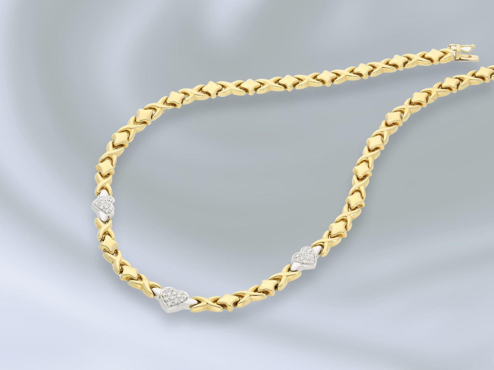 Kette/Collier: goldenes, ausgefallenes Goldschmiedecollier mit Brillantbesatz, Handarbeit Hofjuwelie - Image 2 of 2