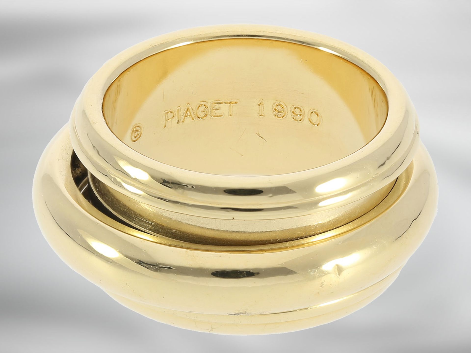 Ring: klassischer Piaget Ring mit drehbarem Mittelteil, 18K Gold - Bild 4 aus 4