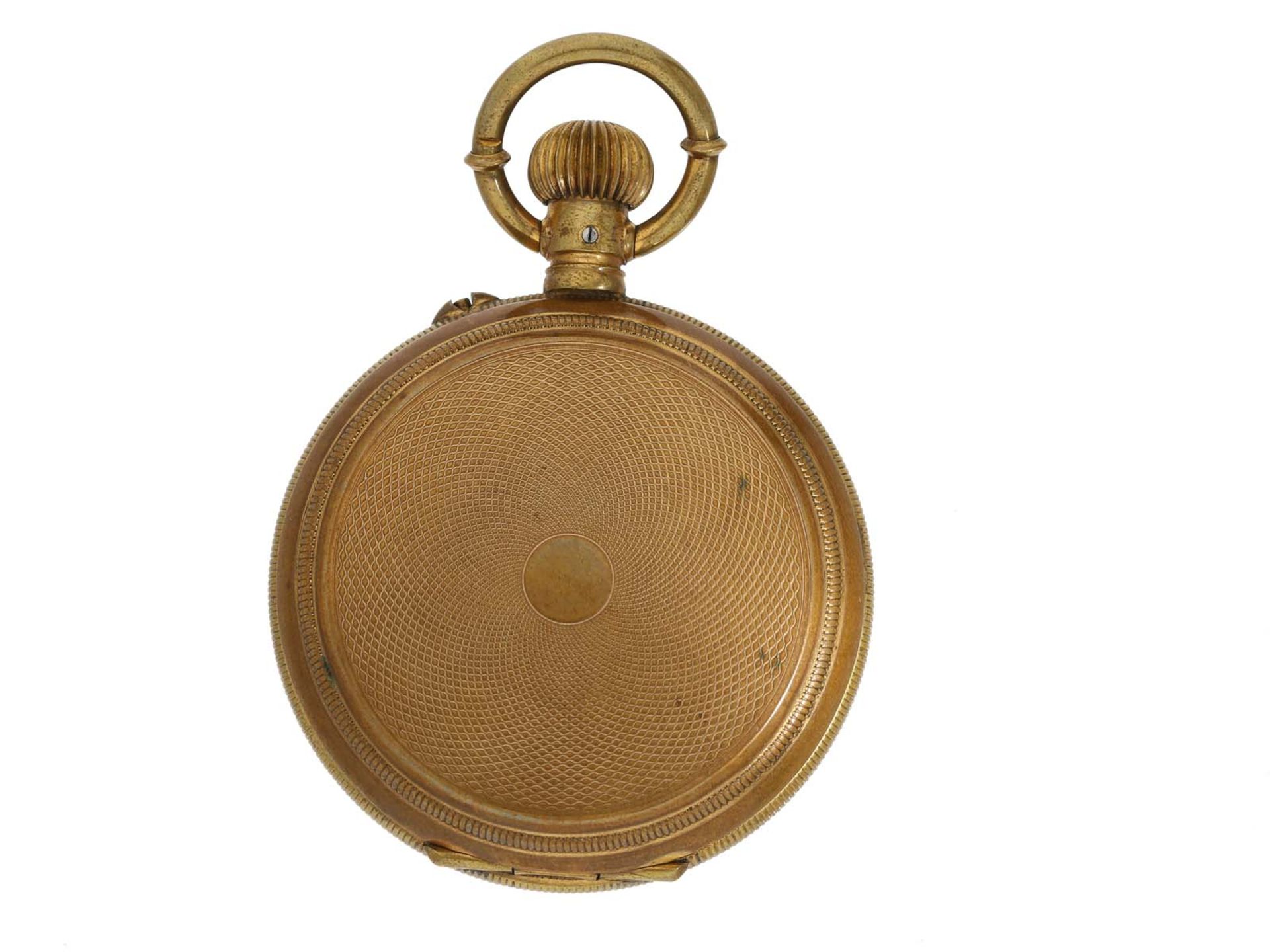 Taschenuhr: hochfeine Taschenuhr mit Seconde Morte und Tandem-Aufzug, ca. 1870 - Image 2 of 3