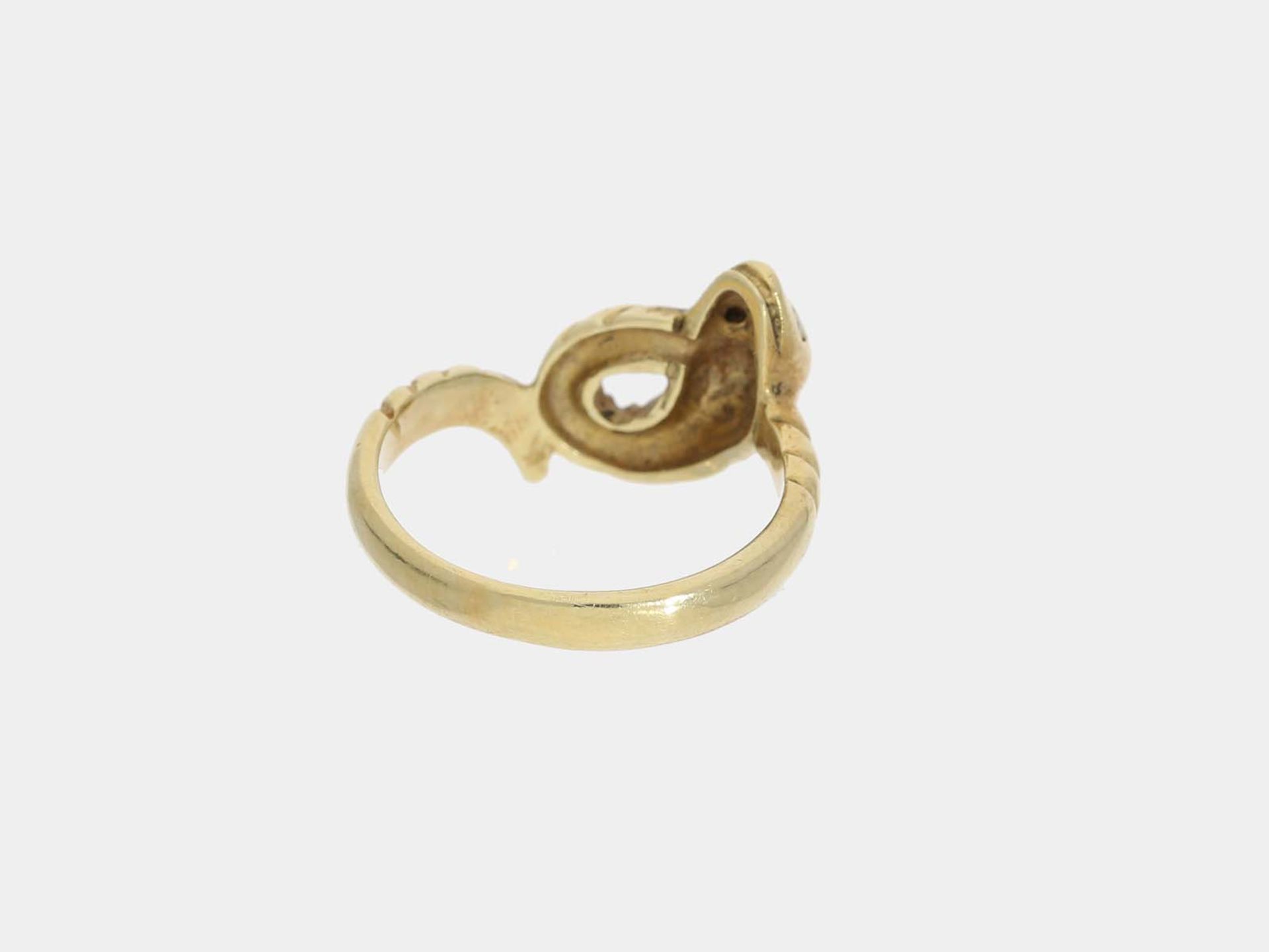 Ring: antiker goldener, figürlicher Schlangenring mit Brillantbesatz, 14K Gold - Image 2 of 2