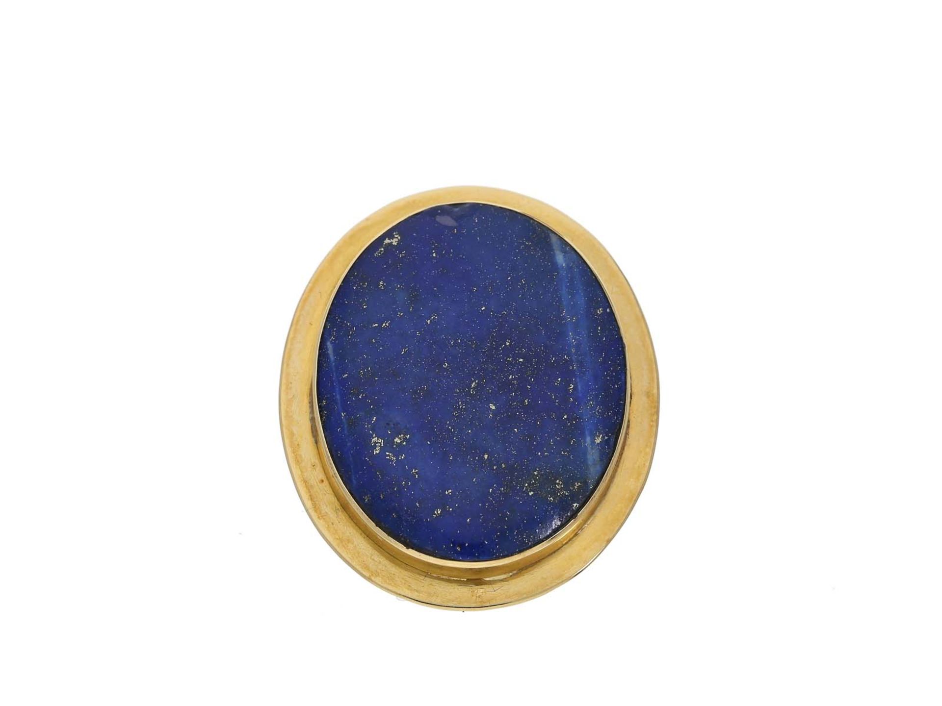 Brosche/Nadel: handgefertigte vintage Brosche mit Lapislazuli, 18K Gold