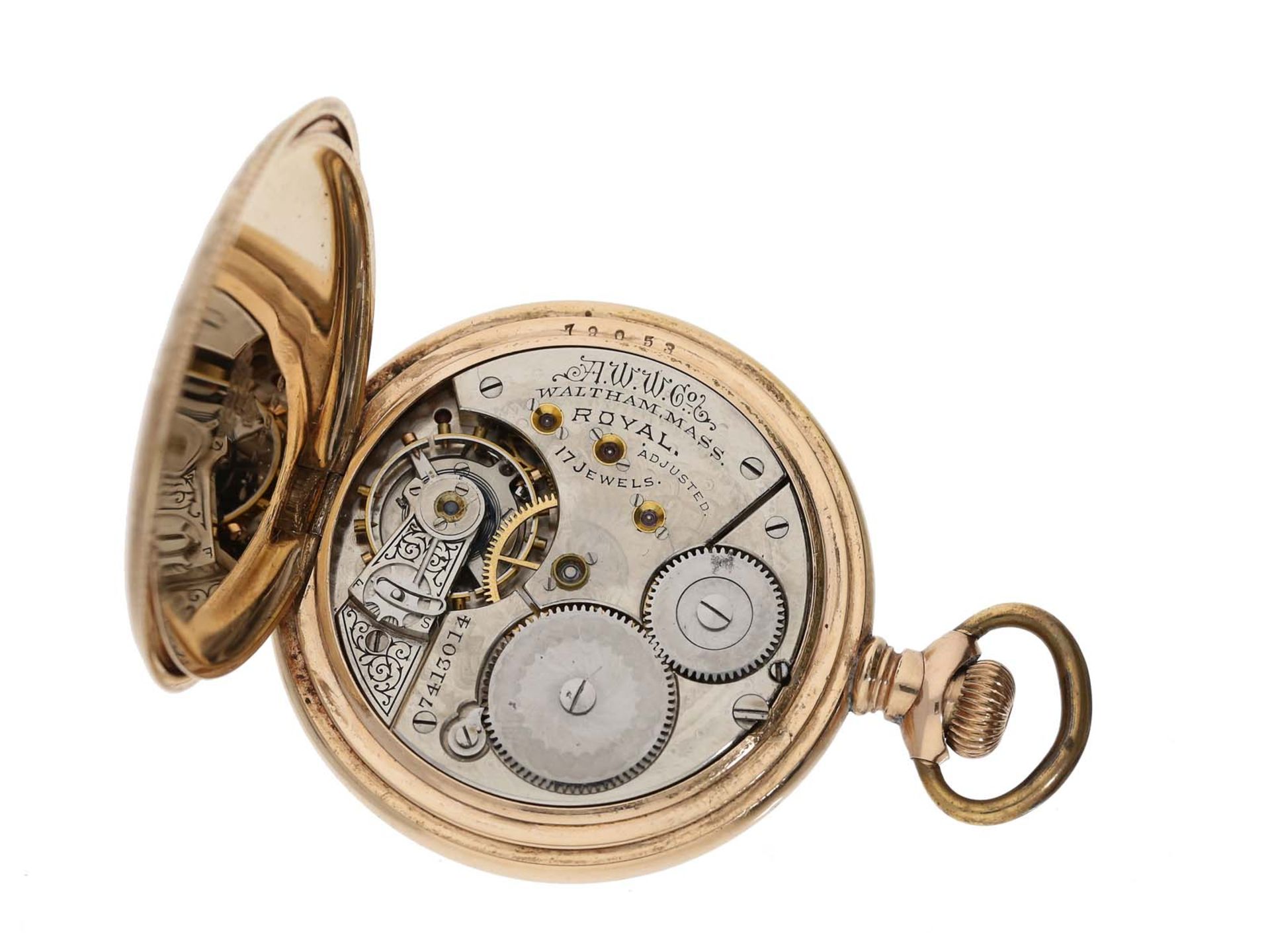 Taschenuhr: schöne Savonnette der Marke Waltham, ca.1910 - Bild 3 aus 3