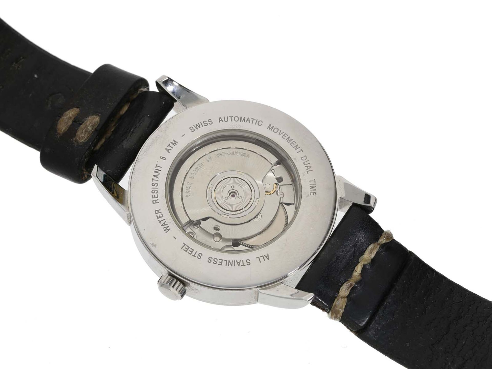 Armbanduhr: große moderne Edelstahl-Designeruhr, Genesis Dual Time - Bild 2 aus 2