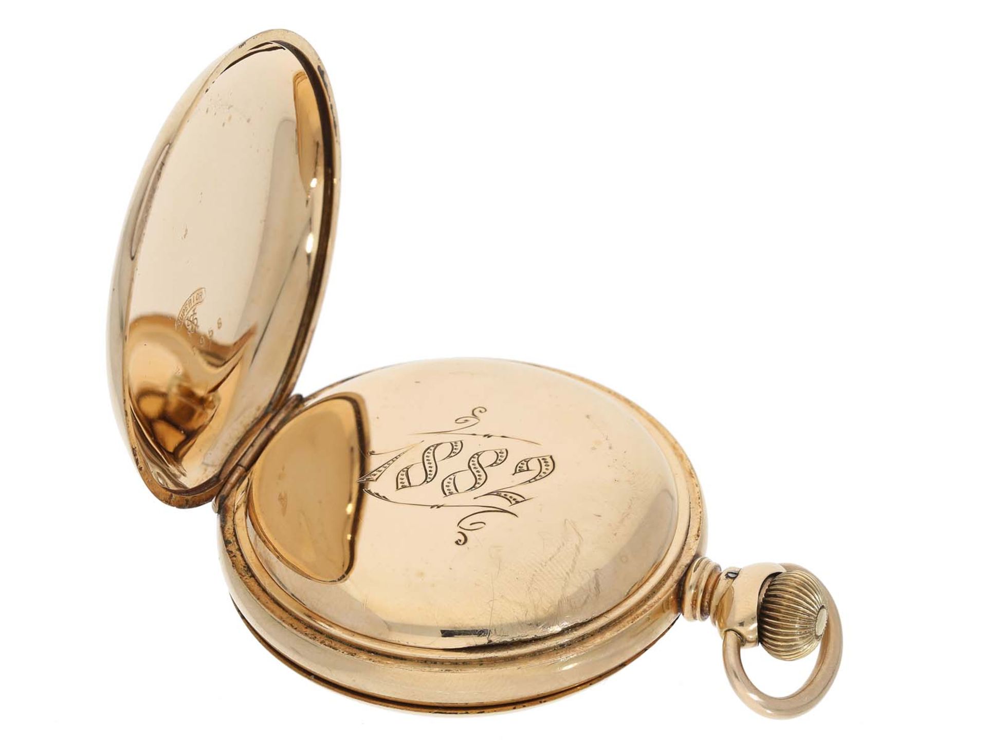 Taschenuhr: schwere, amerikanische goldfilled Savonnette-Herrenuhr, um 1882, Walthem - Image 2 of 3