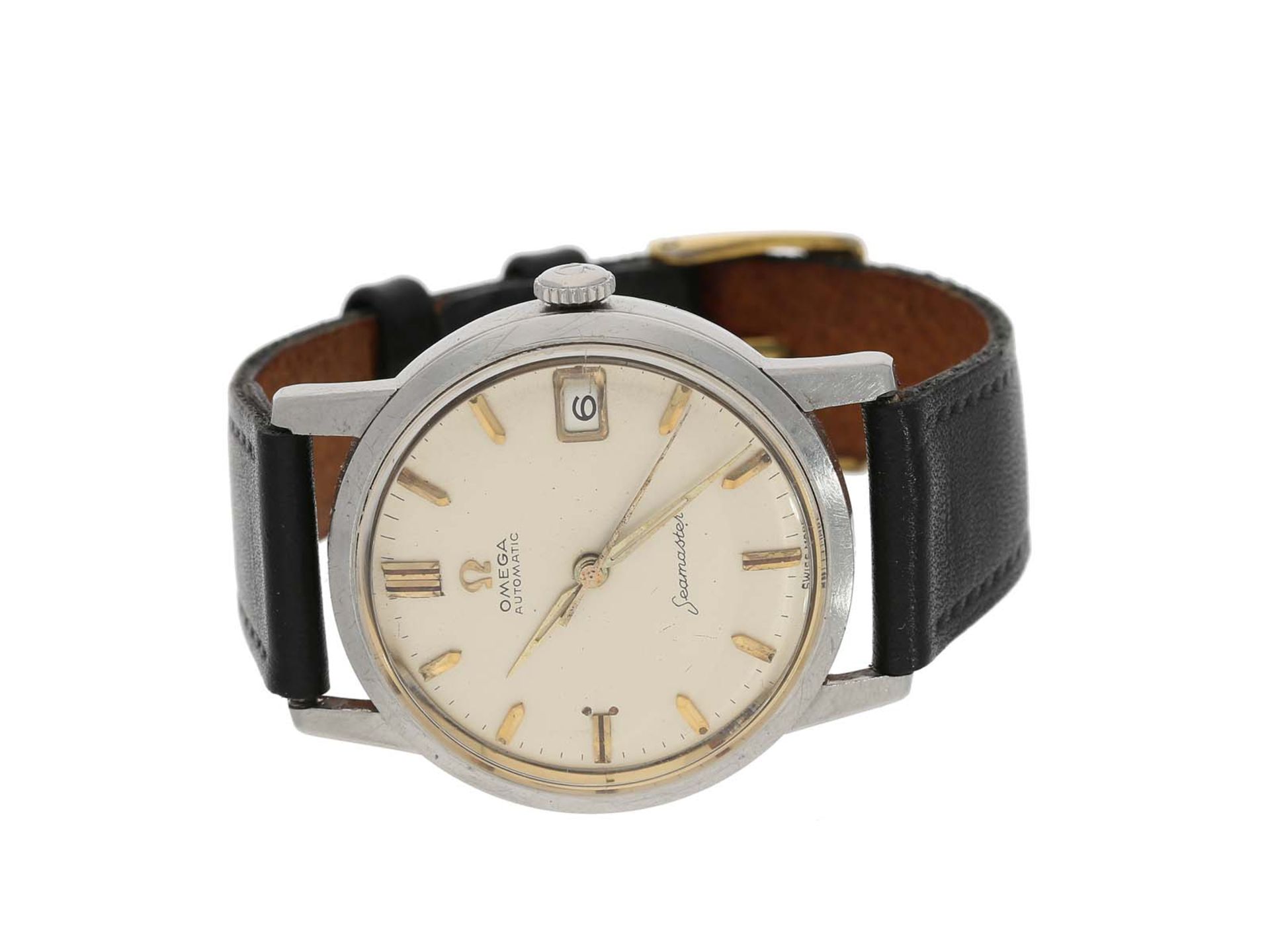 Armbanduhr: vintage Herrenarmbanduhr der Marke Omega, Seamaster Automatik, Referenz 14701-3SC, ca.19