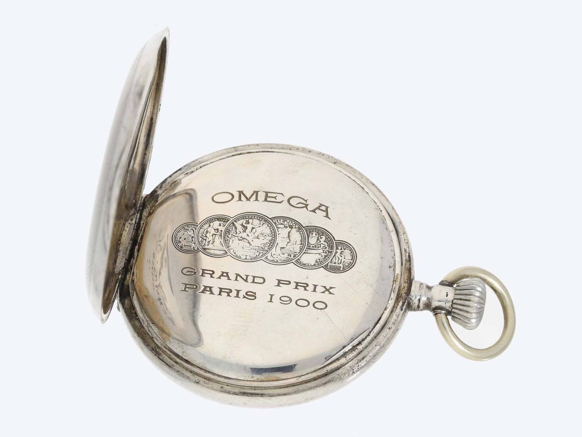 Taschenuhr: silberne Herrenuhr von Omega, Grand Prix Paris 1900 - Image 3 of 4