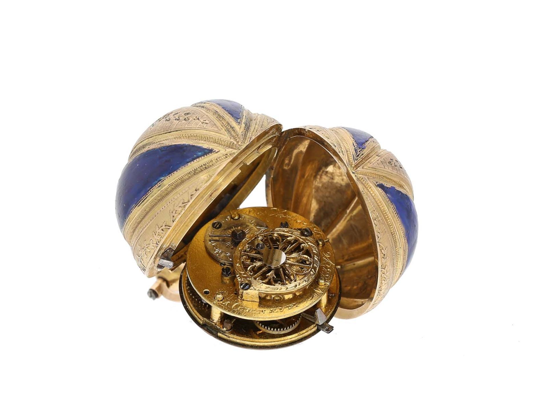 Anhängeuhr/Formuhr: seltene Genfer Formuhr 'Melone', signiert Des Arts et Comp. Geneve, ca.1820