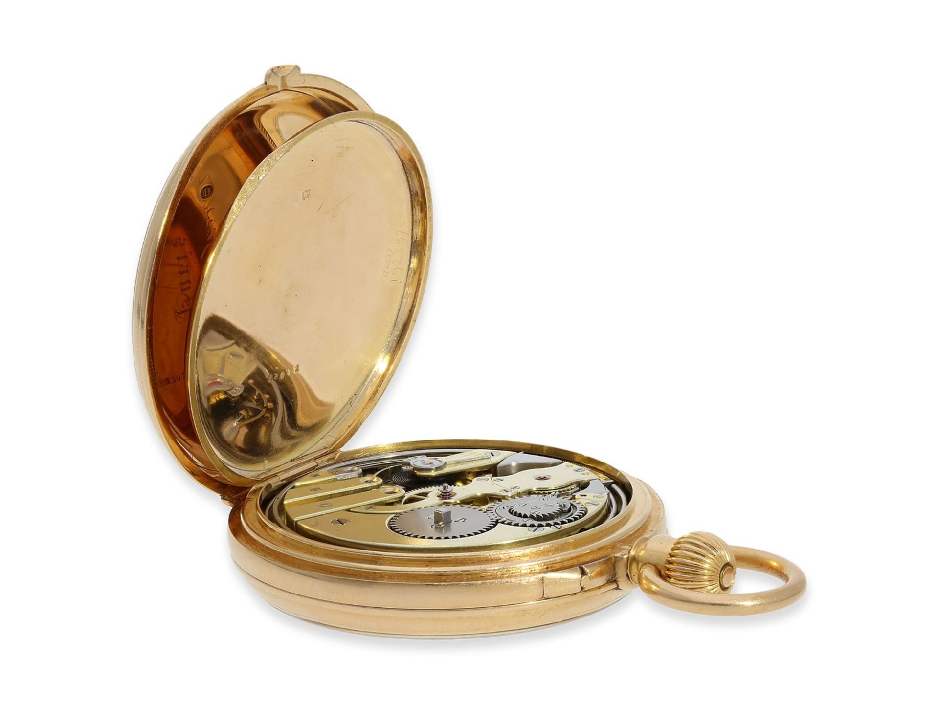 Taschenuhr: hochfeine Herrenuhr mit Viertelstunden-Repetition, ehemaliger Adelsbesitz, Louis - Image 4 of 6