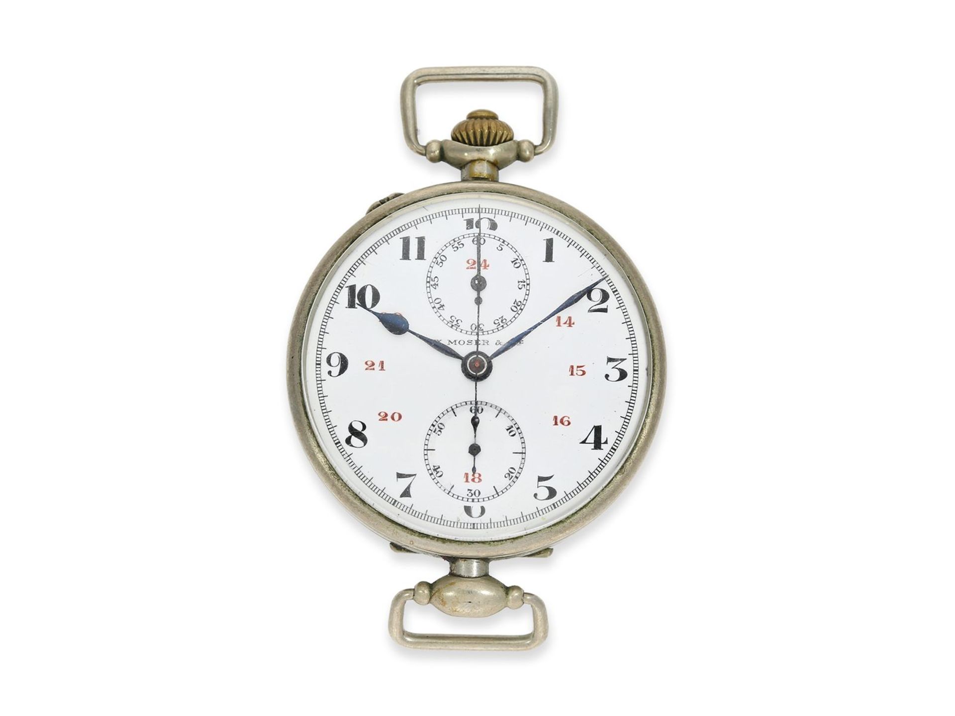 Armbanduhr: sehr seltener russischer Militär-Chronograph, ca.1915, signiert Henry Moser & Cie.,