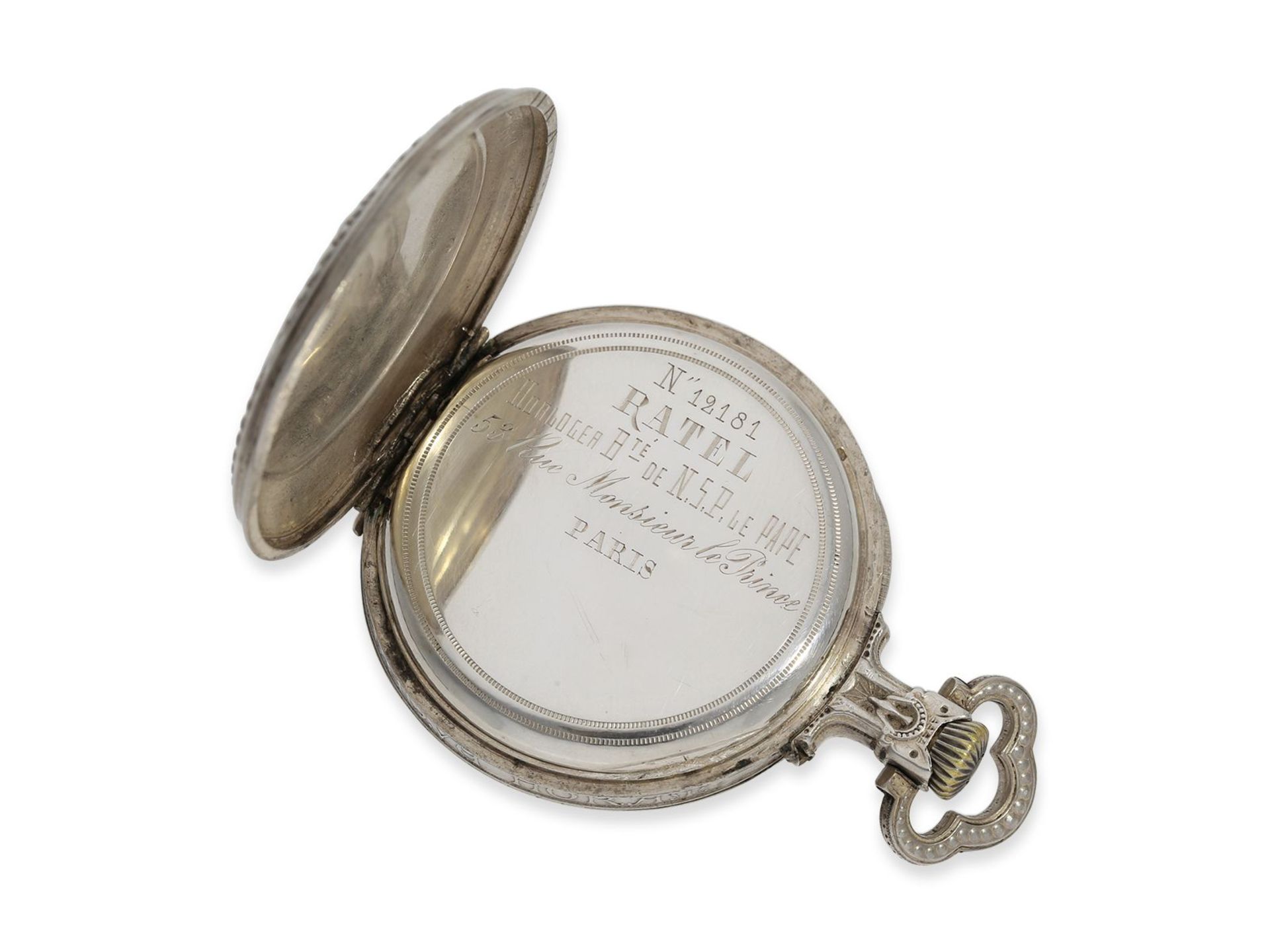 Taschenuhr: äußerst seltene französische Taschenuhr für katholische Priester, Ratel, Horloger Bte. - Image 6 of 7