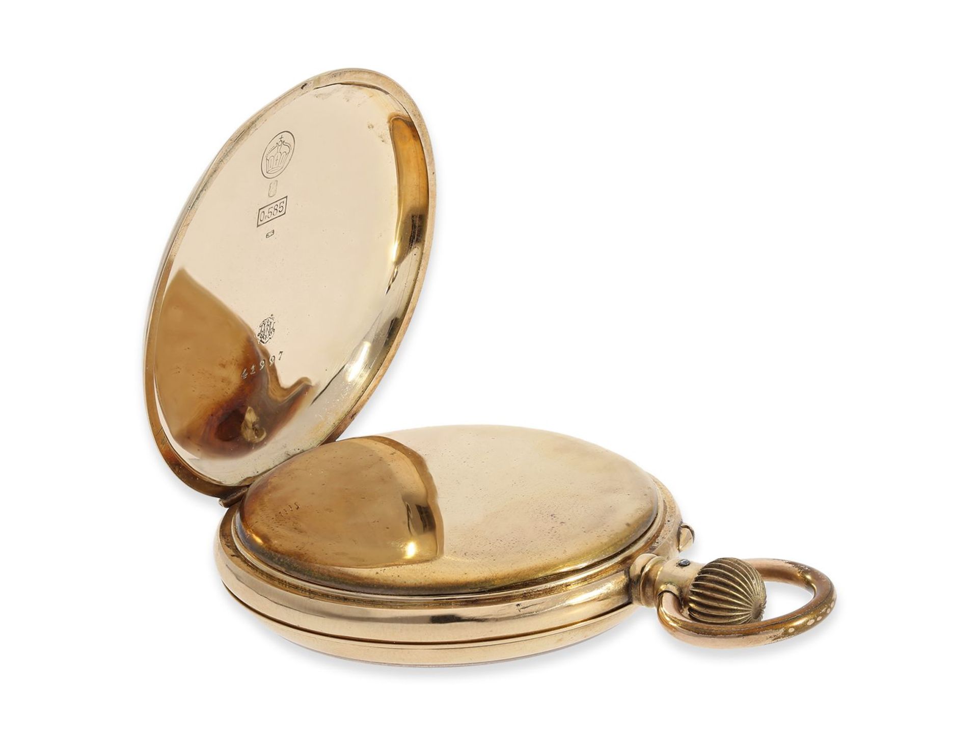Taschenuhr: interessante Sammleruhr für IWC Sammler, sehr frühe goldene Taschenuhr No.31918, ca. - Image 3 of 5