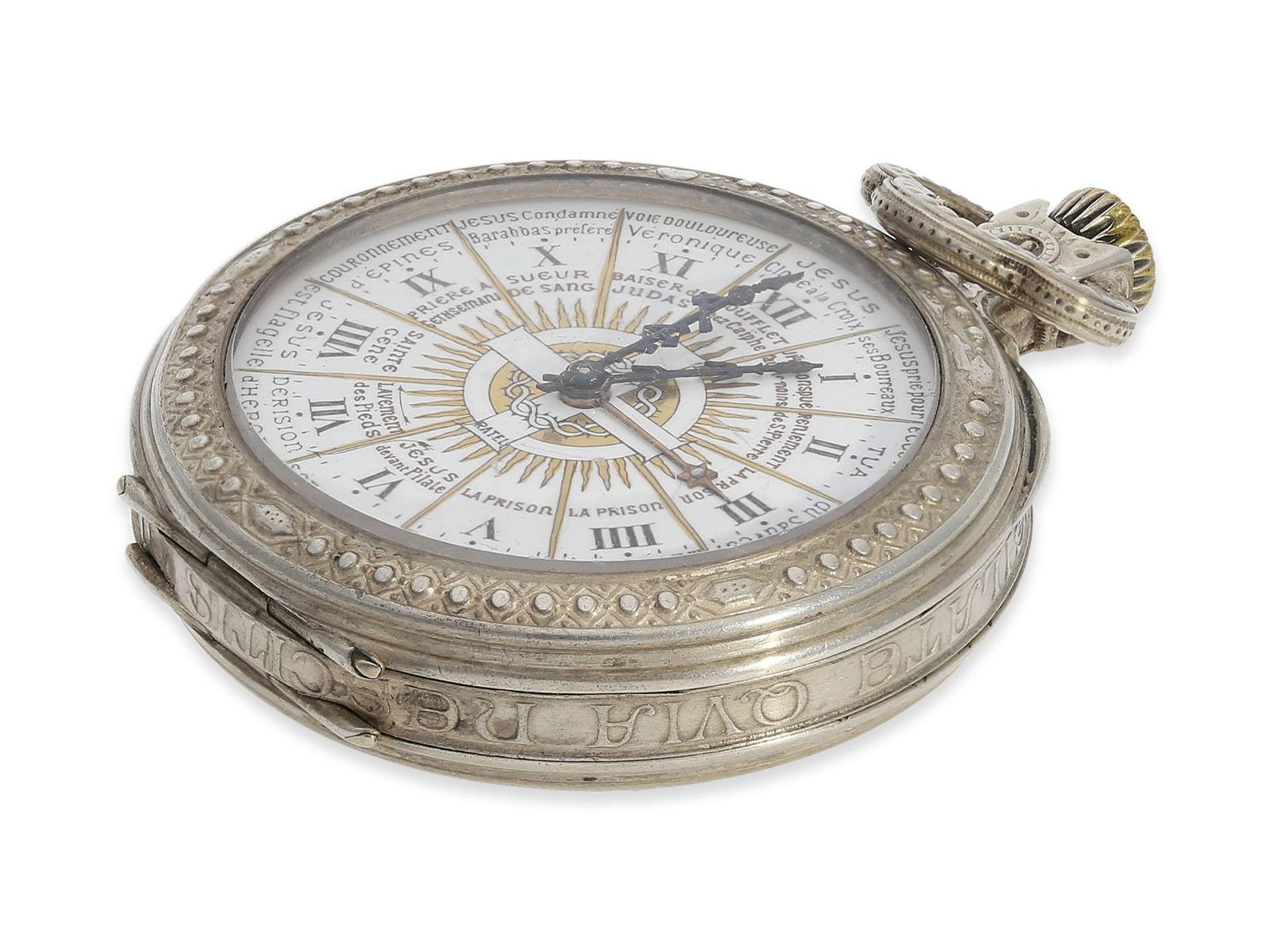 Taschenuhr: äußerst seltene französische Taschenuhr für katholische Priester, Ratel, Horloger Bte. - Image 2 of 7