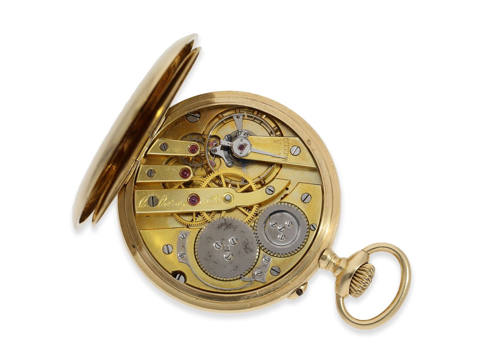 Taschenuhr: hochfeines französisches Ankerchronometer, L. Leroy Paris No. 68161/9307, ca. 1900, - Bild 2 aus 6