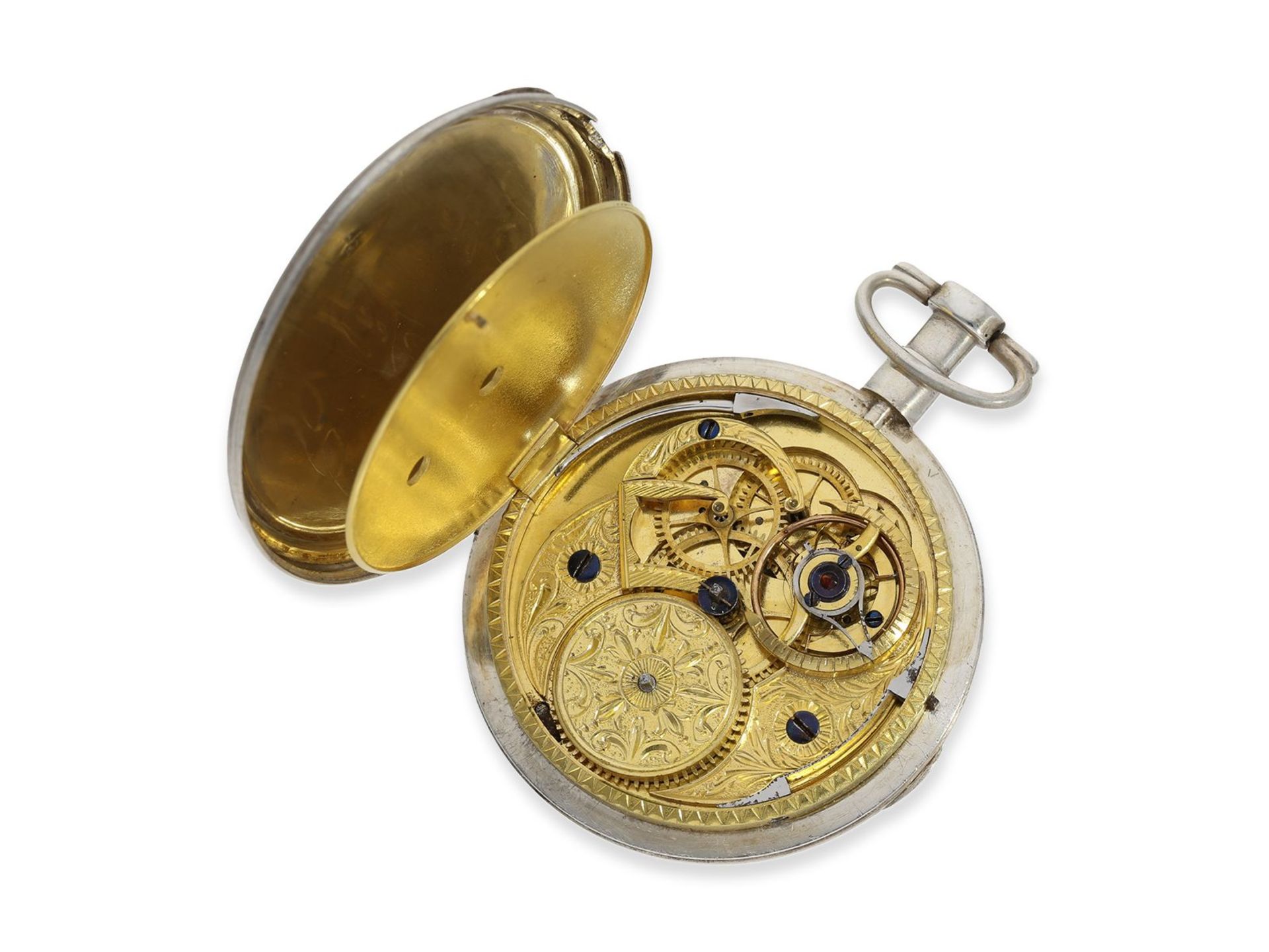 Taschenuhr: sehr interessante deutsche Zylinderuhr mit sehr seltenem Kaliber, signiert Wilhelm - Bild 4 aus 5