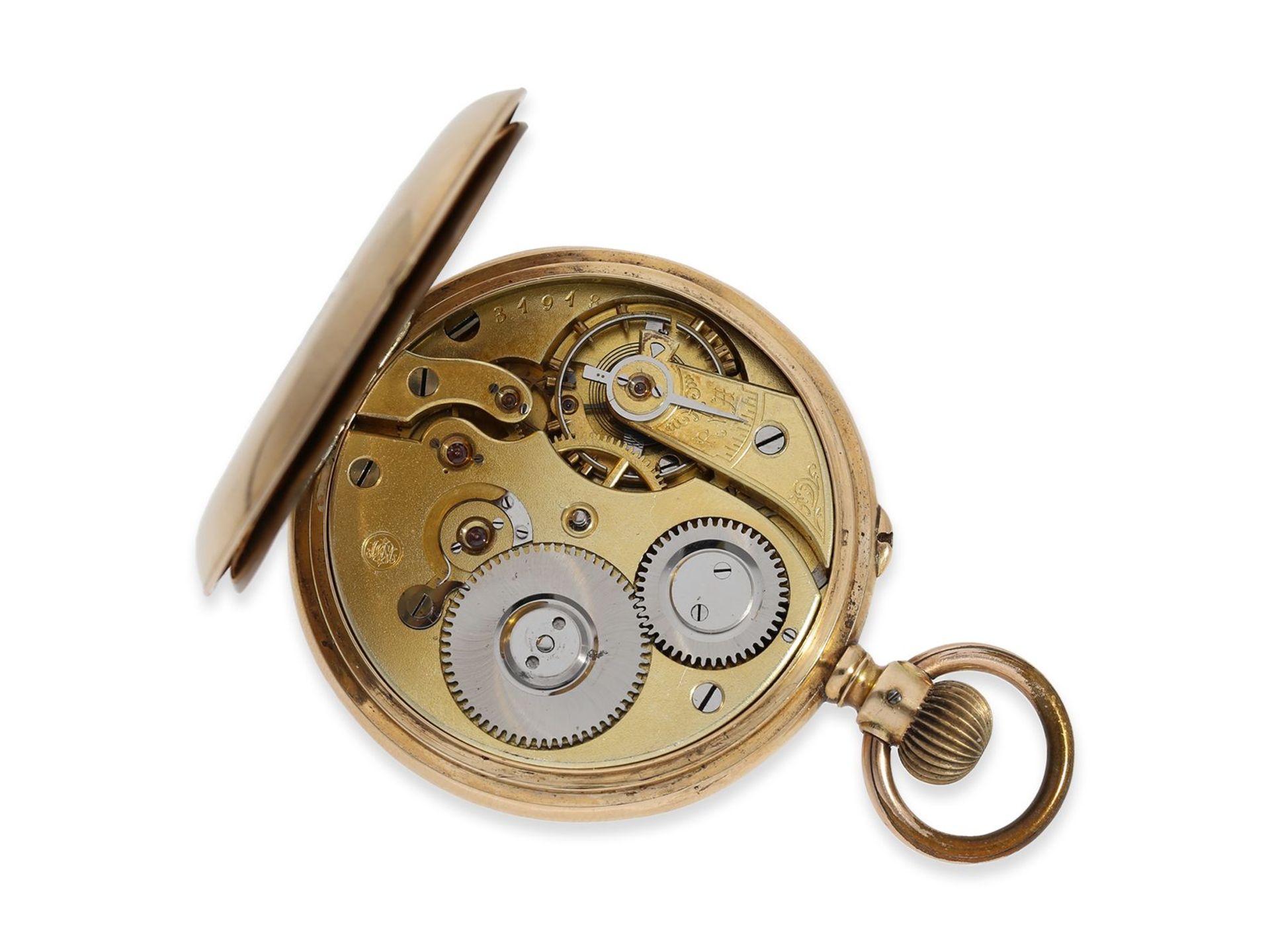 Taschenuhr: interessante Sammleruhr für IWC Sammler, sehr frühe goldene Taschenuhr No.31918, ca. - Image 2 of 5