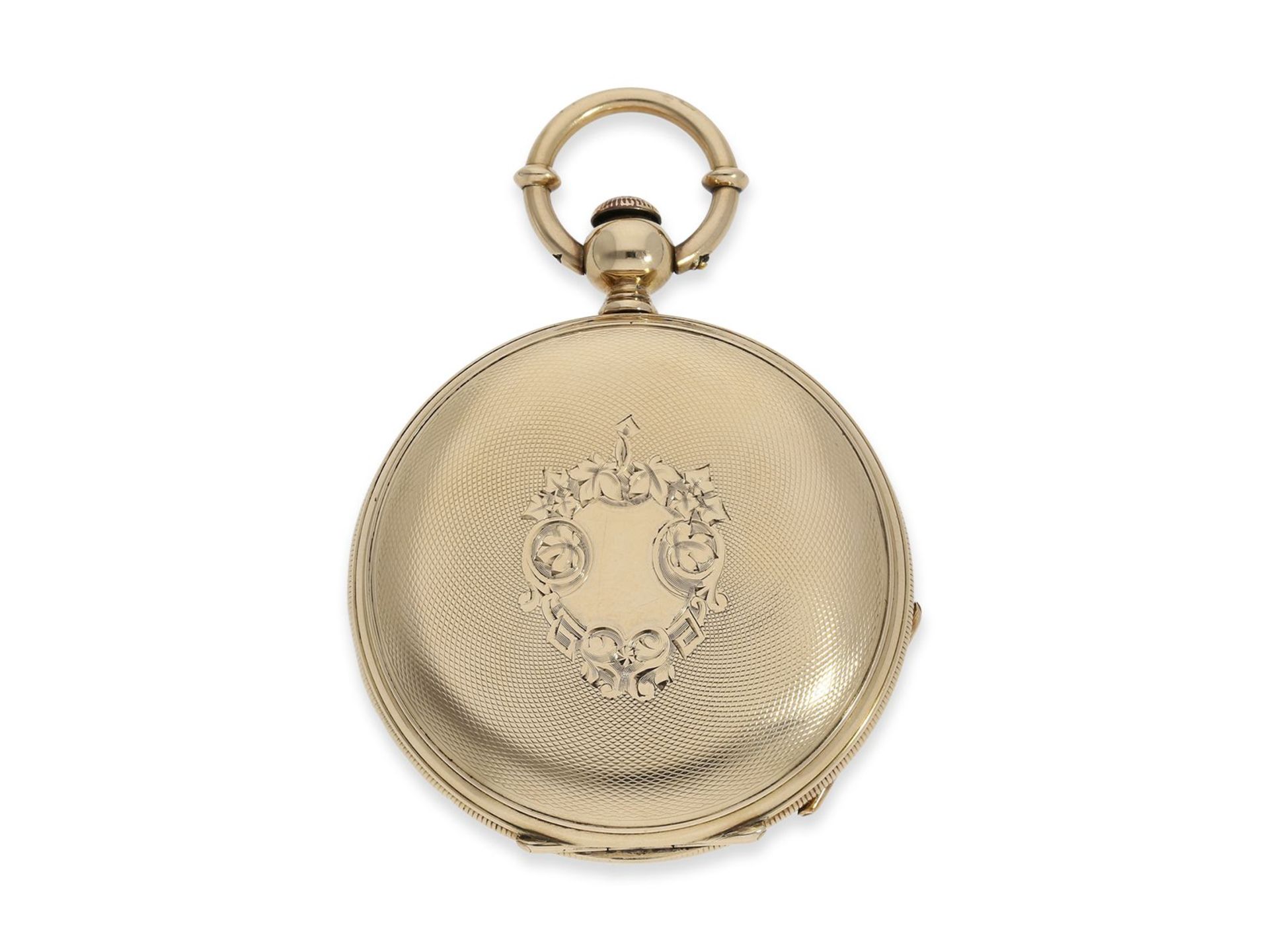 Taschenuhr: interessante Schweizer Goldsavonnette, um 1850, H. Montandon Locle, Ca. Ø48,5mm, ca. - Image 7 of 7