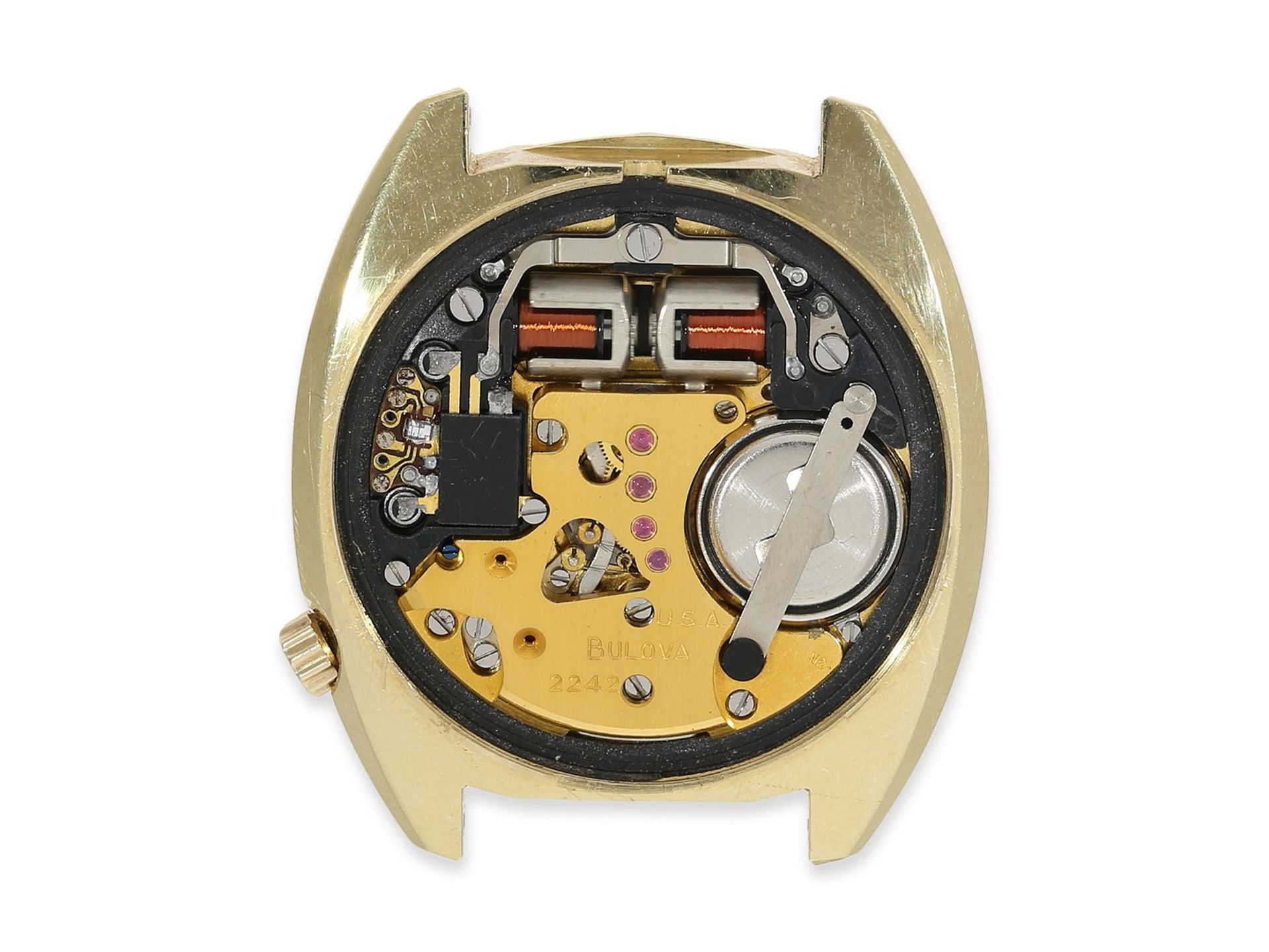 Armbanduhr: seltene vintage Bulova "Accuquarz" Day-Date in der massiv goldenen Ausführung, ca. - Image 4 of 4
