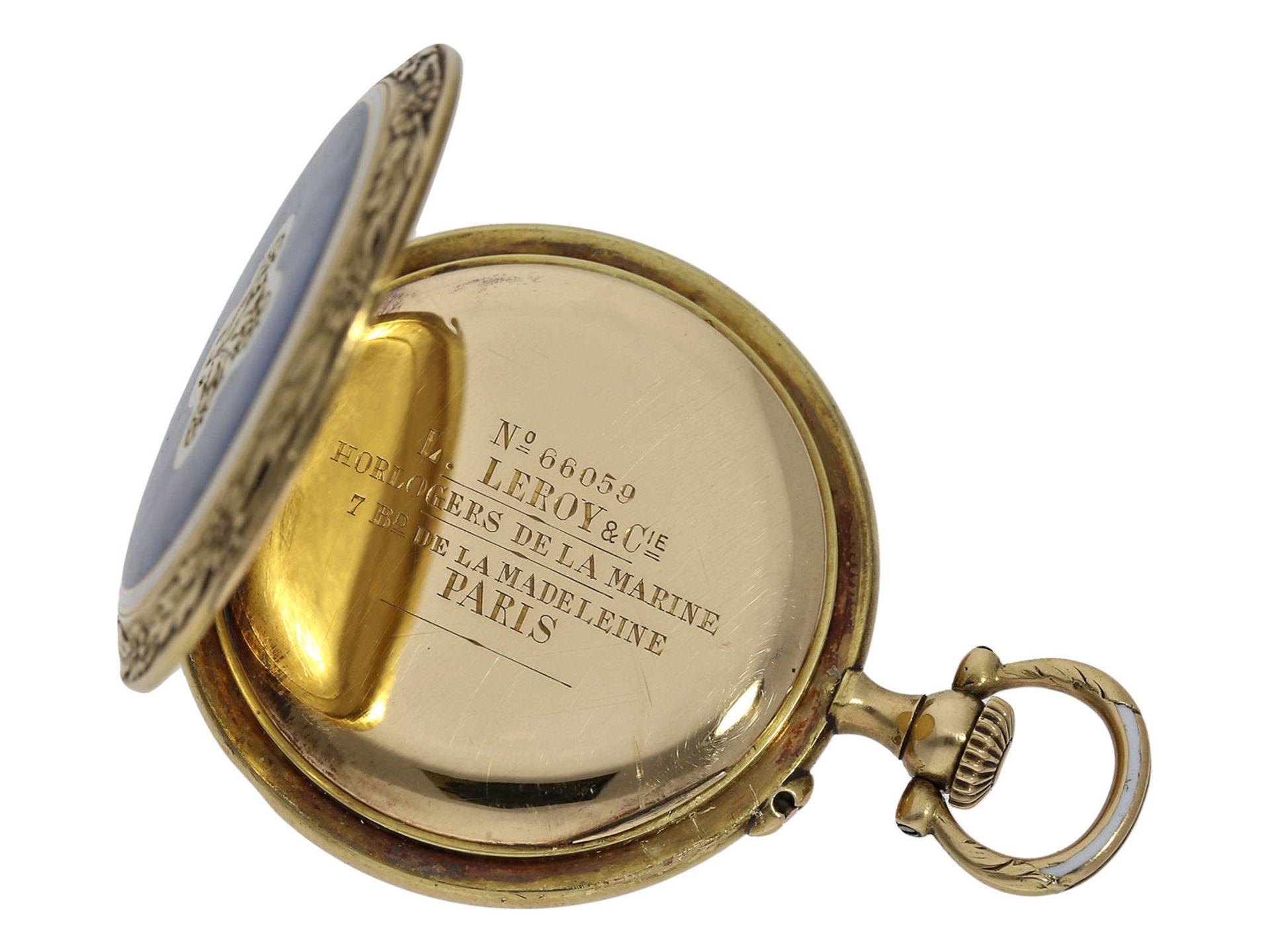 Taschenuhr/Anhängeuhr: ungewöhnliche Art Nouveau Gold/Emaille-Damenuhr hochfeiner Qualität, Leroy - Image 6 of 7