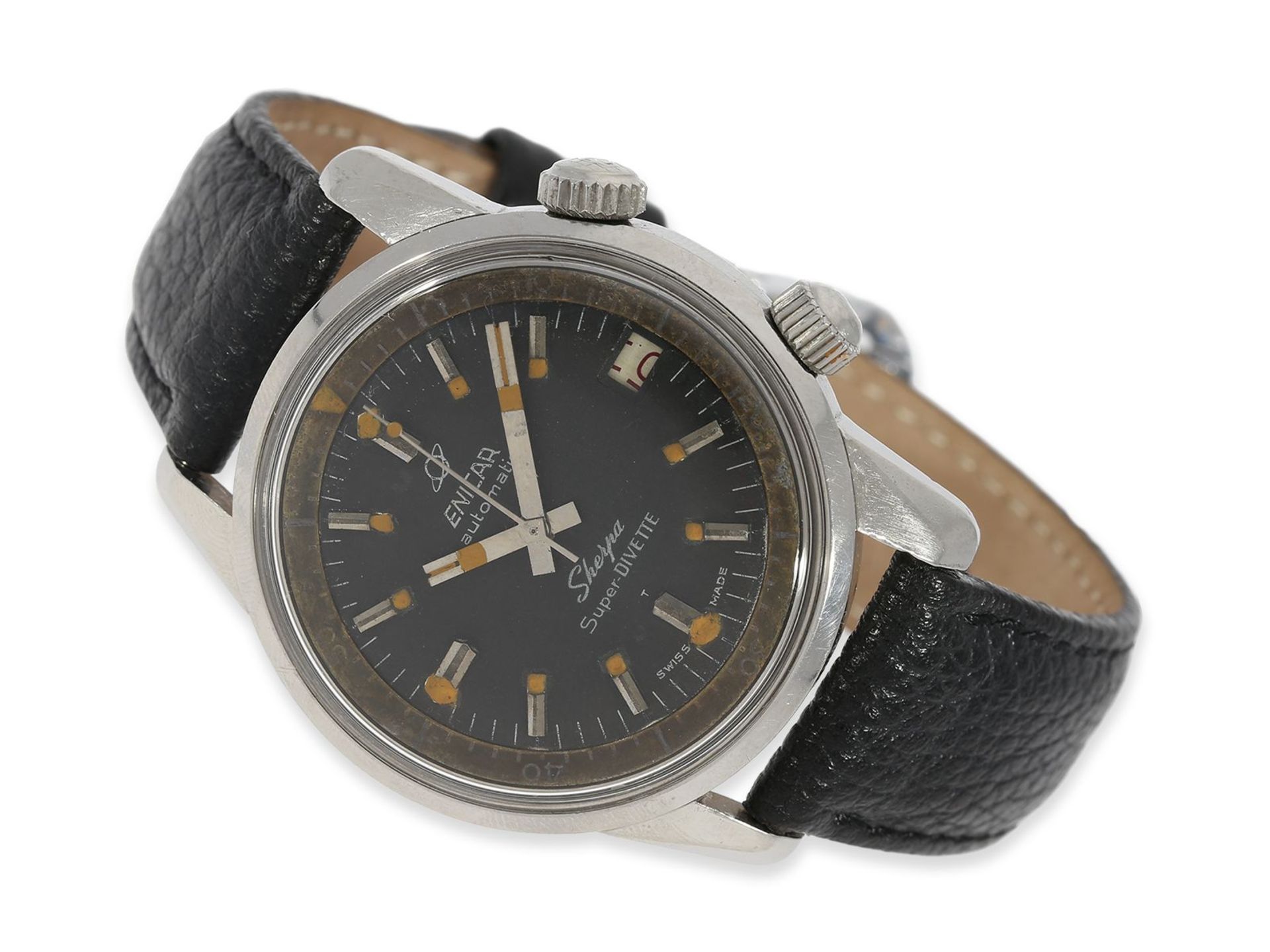 Armbanduhr: gesuchte vintage Taucheruhr, Enicar Sherpa Super-Divette Automatic, ca.1965, Ca. Ø36,