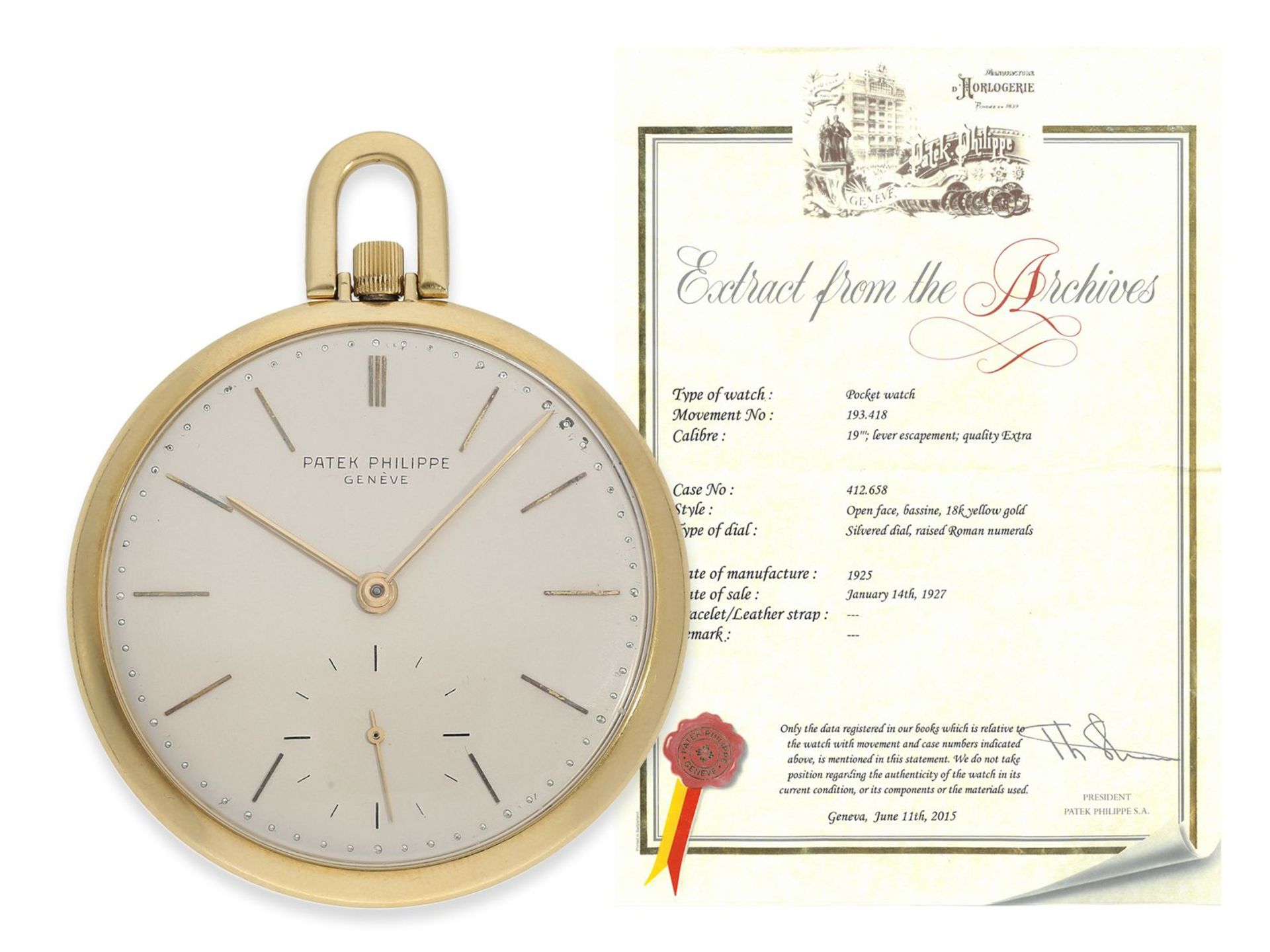 Taschenuhr: extrem seltene Patek Philippe Frackuhr in der Qualität Ankerchronometer "Extra", Genf