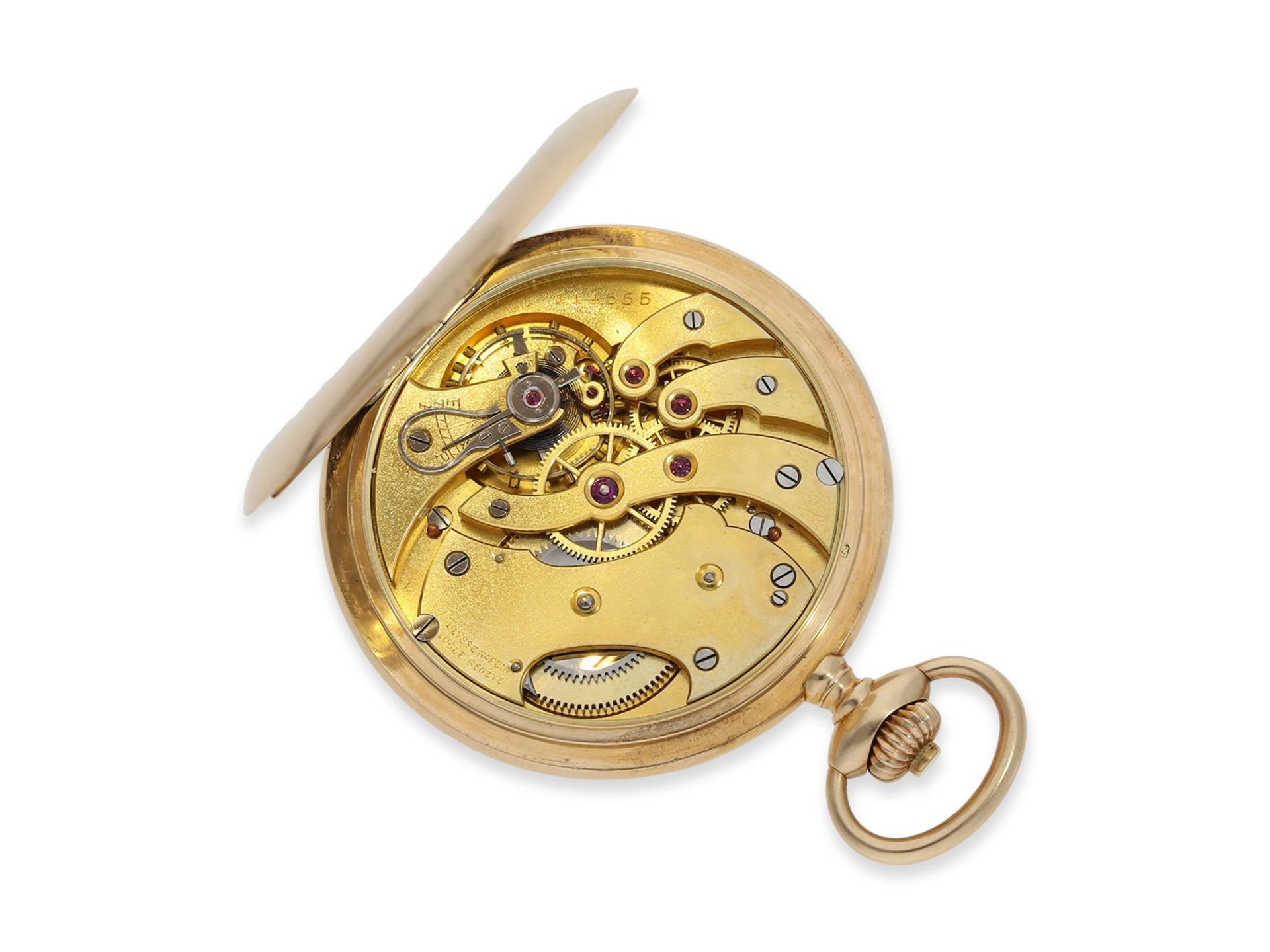 Taschenuhr: feine Präzisionstaschenuhr, Ulysse Nardin No.114555, ca. 1900, Ca. Ø52,5mm, ca. 92,5g, - Image 2 of 9