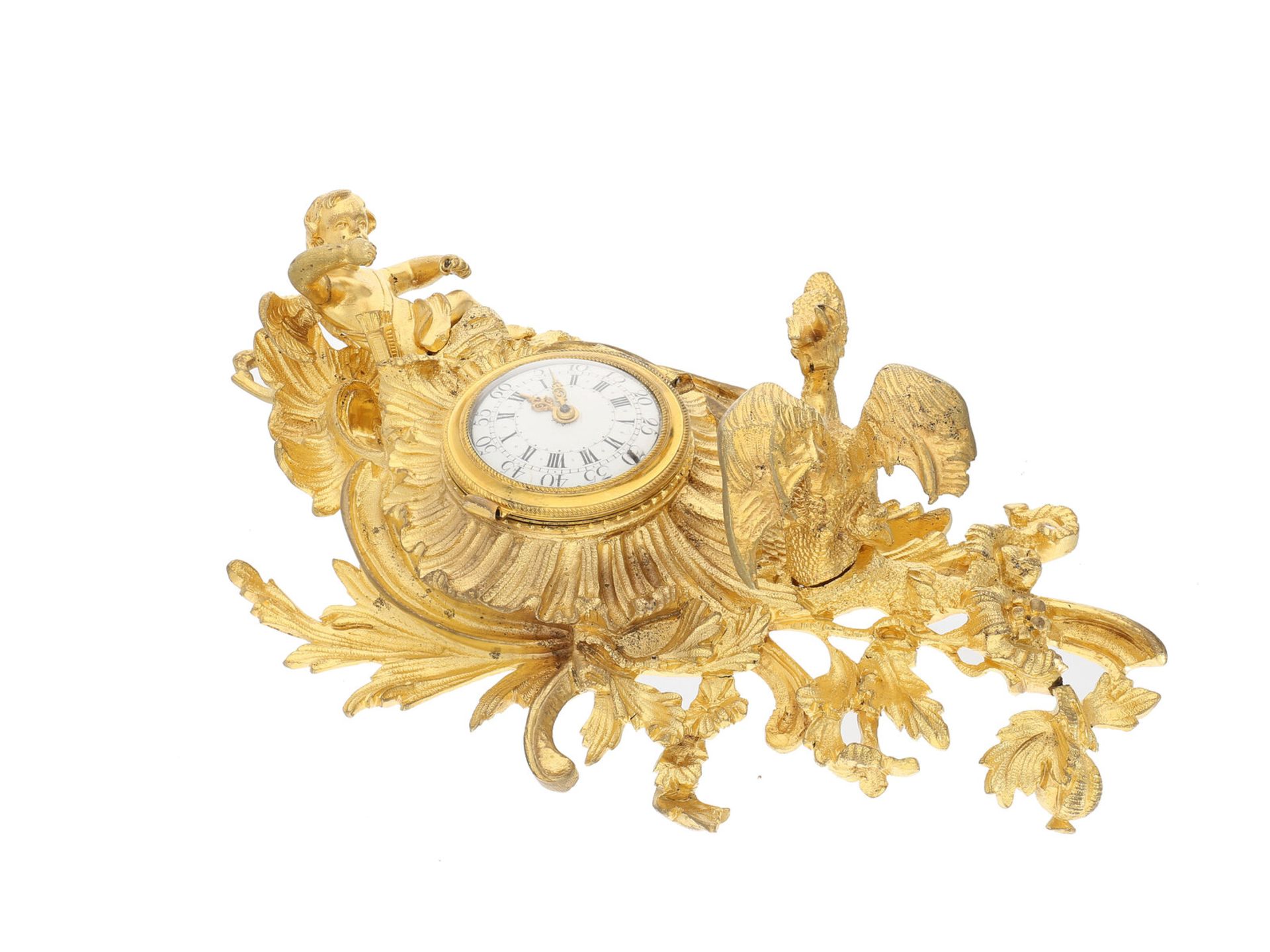 Wanduhr: feuervergoldete Louis-XV Wanduhr mit Spindelwerk, signiert Cabrier London, ca.1750, Ca. 22  - Bild 2 aus 3