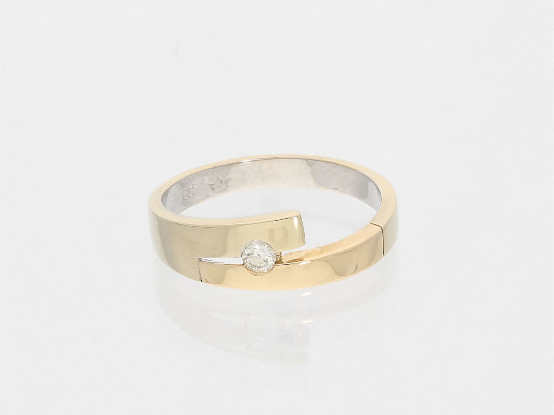 Ring: moderner Brillantring aus 14K Gold, Ca. Ø20mm, RG63, ca. 4,7g, 14K Gold, Goldschmiedering in m