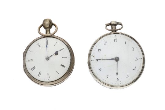 Taschenuhr: 2 silberne Spindeluhren mit Repetition, ca.1800, 1. Ca. Ø57mm, ca. 130g, - Bild 1 aus 3