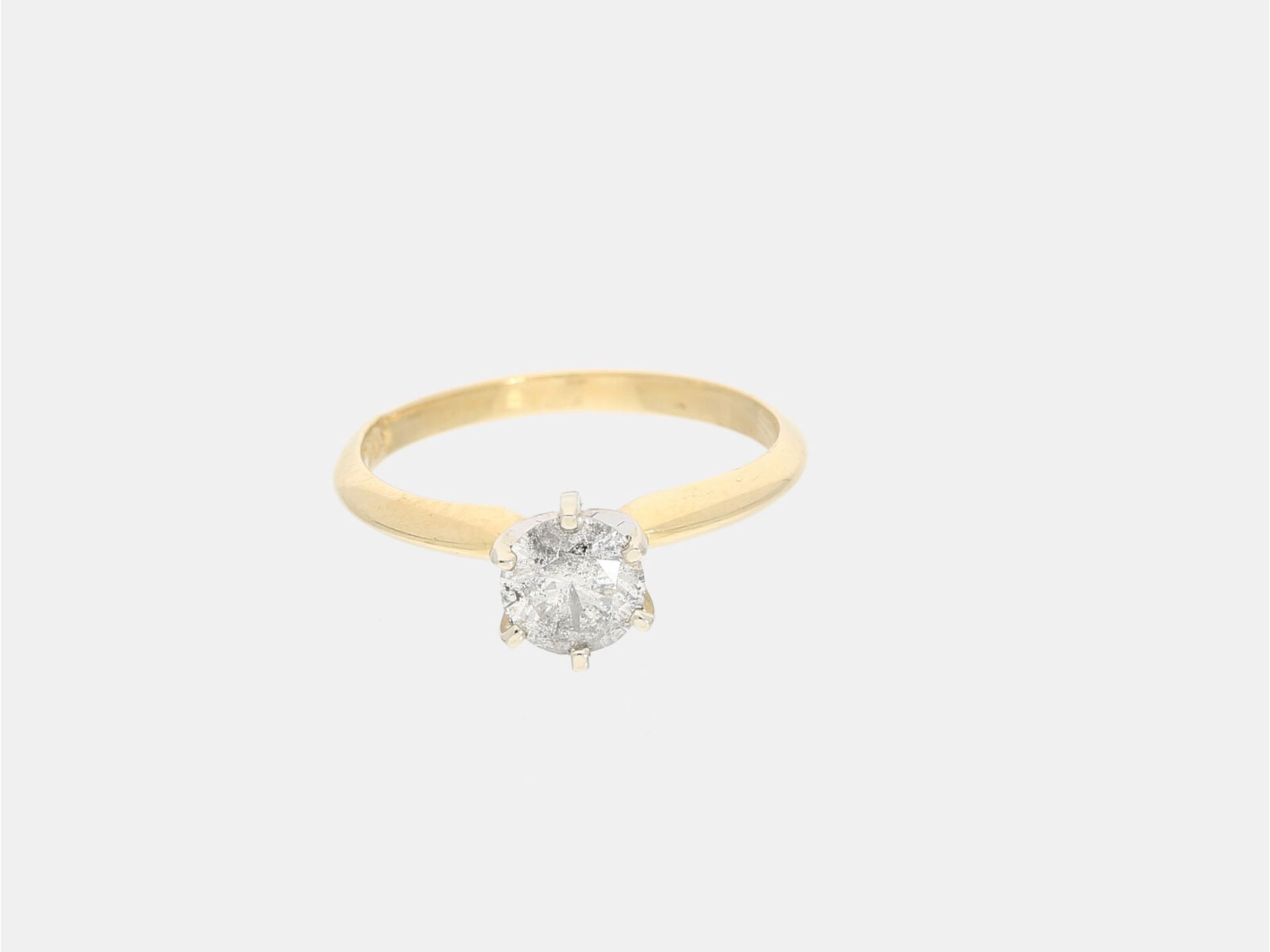 Ring: zierlicher Solitär/Brillantring, ca. 0,7ct, Ca. Ø16,5mm, RG52, ca. 2,1g, 14K Gold, Solitärring