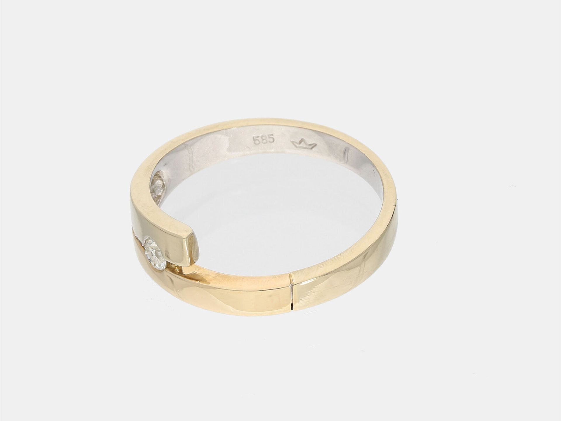 Ring: moderner Brillantring aus 14K Gold, Ca. Ø20mm, RG63, ca. 4,7g, 14K Gold, Goldschmiedering in m - Bild 2 aus 2