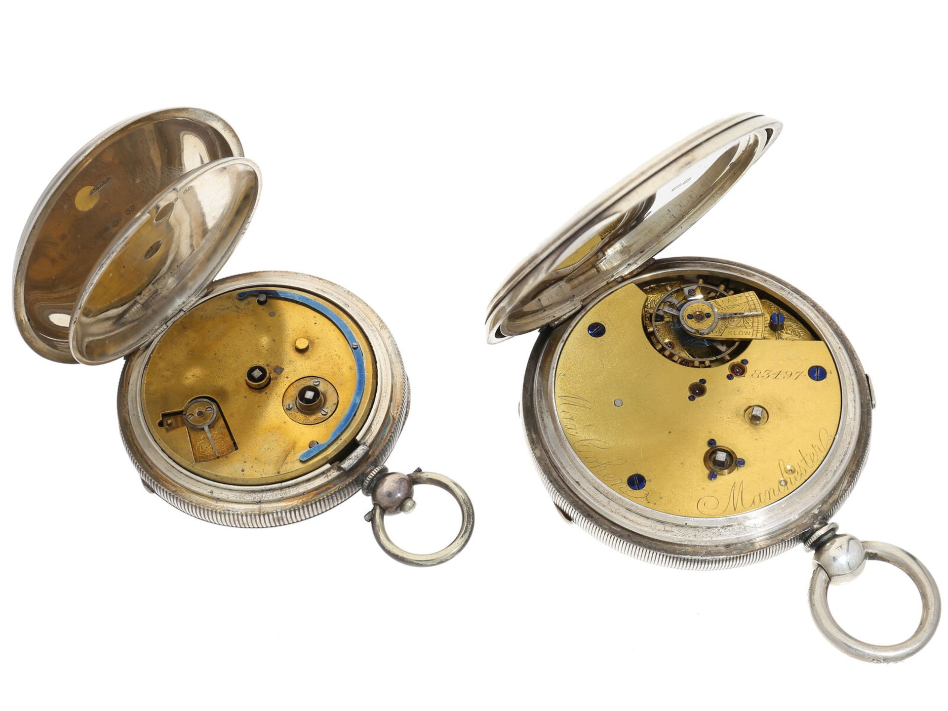 Taschenuhr: 2 englische Taschenuhren aus dem 19. Jahrhundert, dabei ein sog. Marine-Chronograph, - Bild 2 aus 3