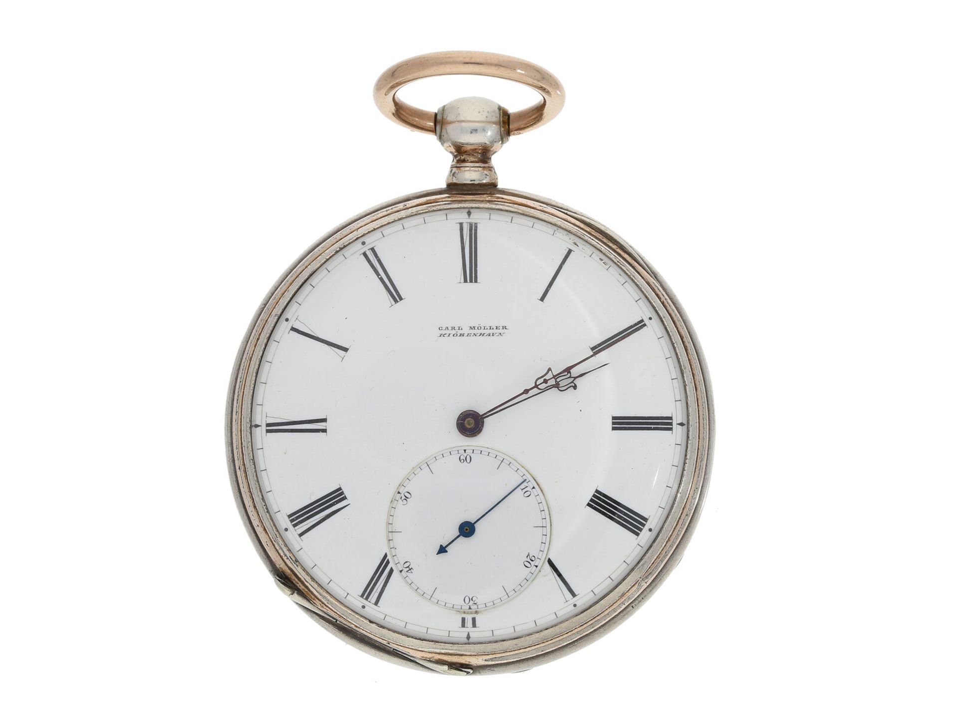 Taschenuhr: seltenes Wippen-Chronometer, um 1860, signiert Carl Möller Kjöbenhavn (Copenhagen),