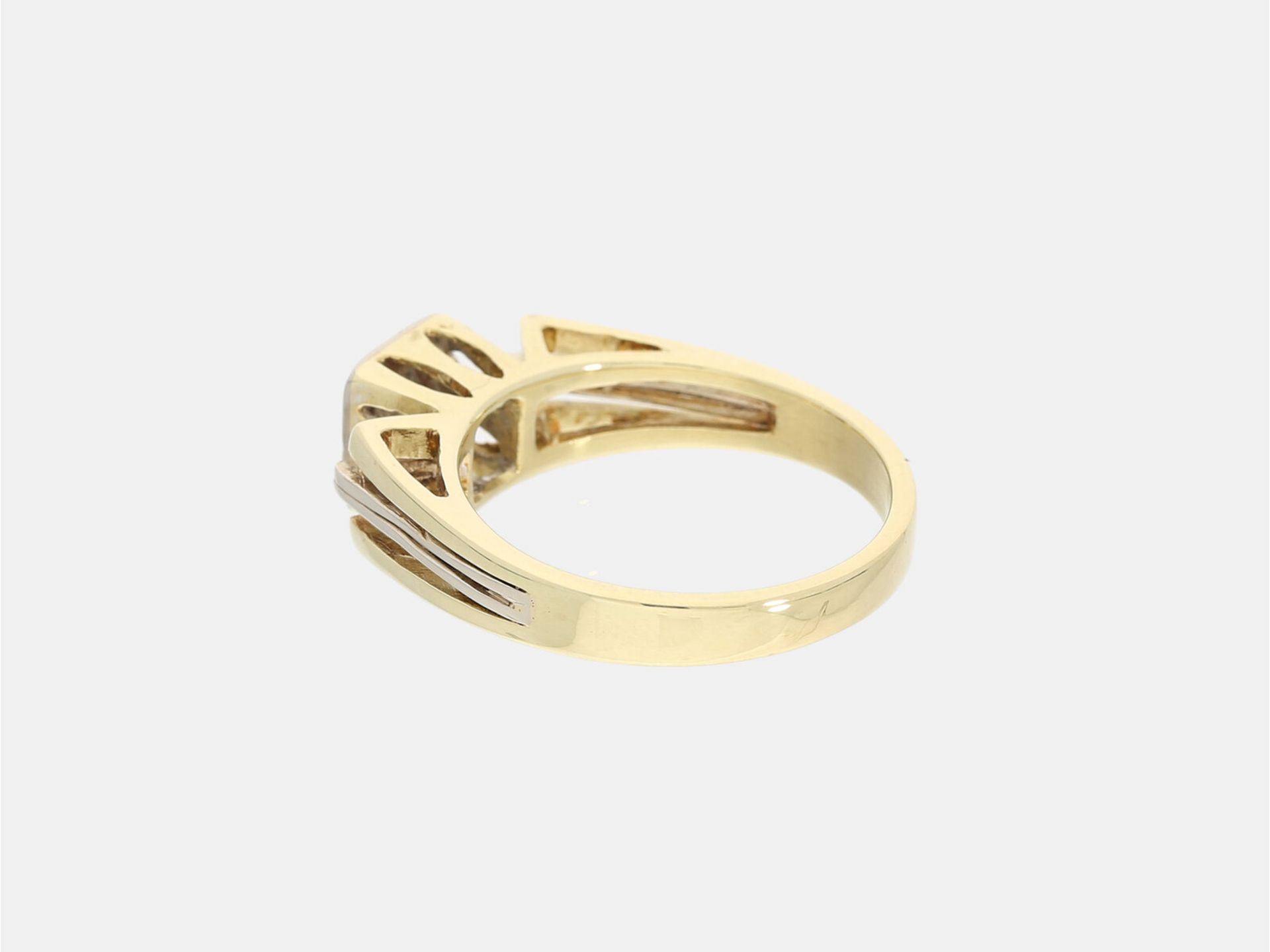 Ring: ausgefallener Brillant/Goldschmiedering, ca. 0,23ct, Ca. Ø17,5mm, RG55, ca. 4,8g, 14K Gold, du - Bild 2 aus 2