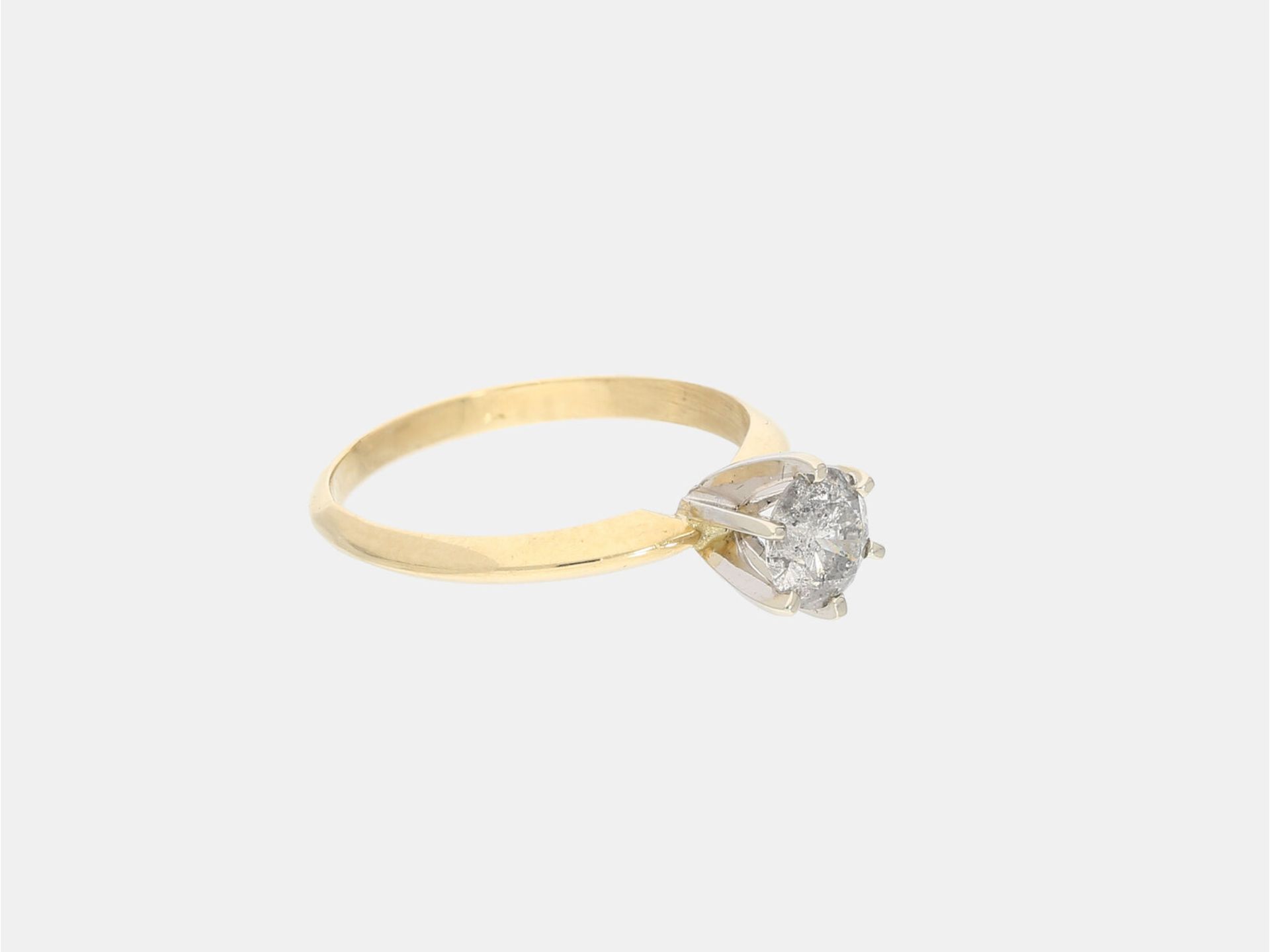 Ring: zierlicher Solitär/Brillantring, ca. 0,7ct, Ca. Ø16,5mm, RG52, ca. 2,1g, 14K Gold, Solitärring - Image 2 of 2