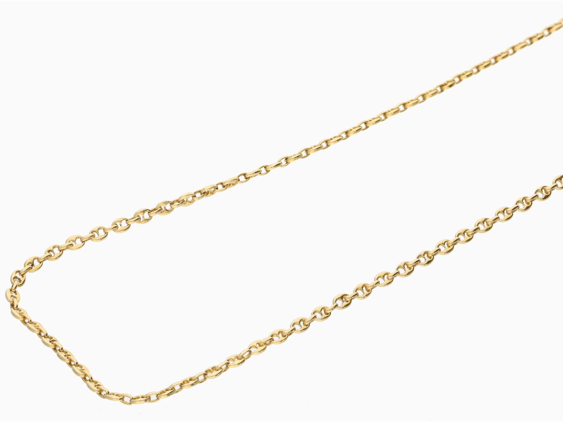 Kette: lange, hochwertige massive Goldkette mit großem Karabiner, 18K Gold: Ingesamt ca. 93cm