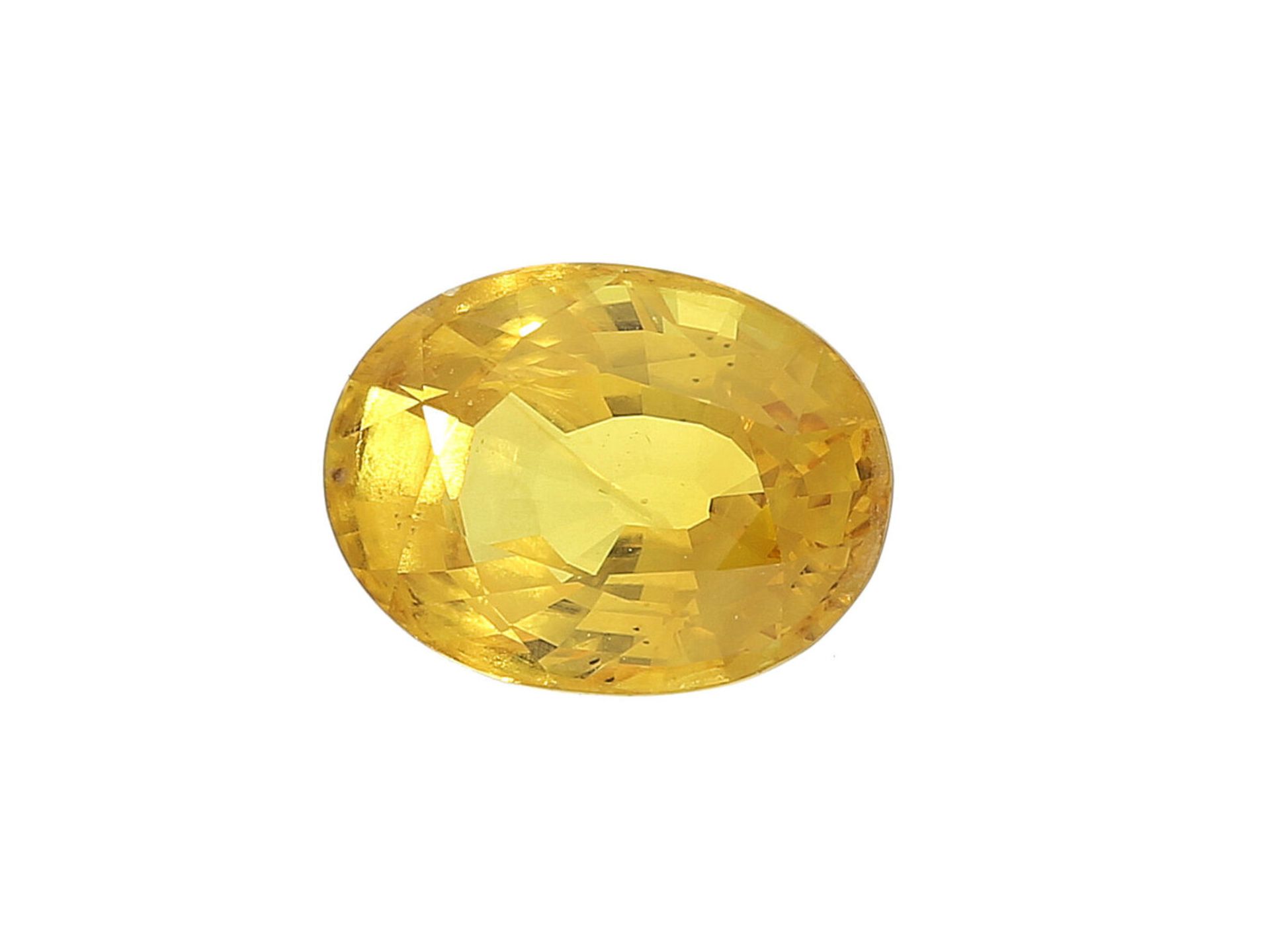 Saphir: intensiv gelber, natürlicher Saphir im Ovalschliff, ca. 3,73ct: Ca. 9,88 x 7,45 x 5,51mm,