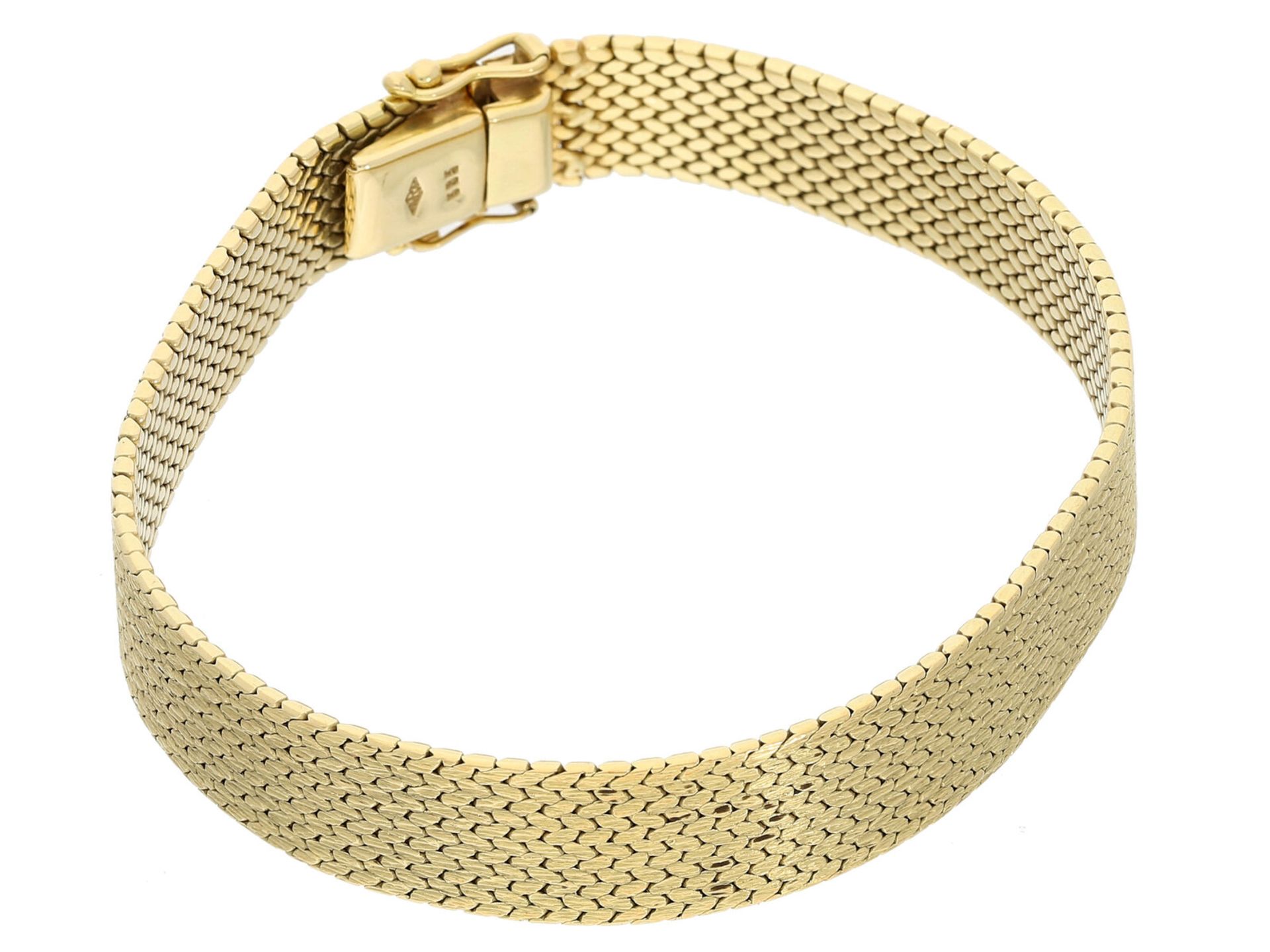 Armband: vintage Goldarmband, 14K Gold: Ca. 19cm lang, ca. 29,3g, 14K Gelbgold, ca. 10mm breit, - Bild 2 aus 2