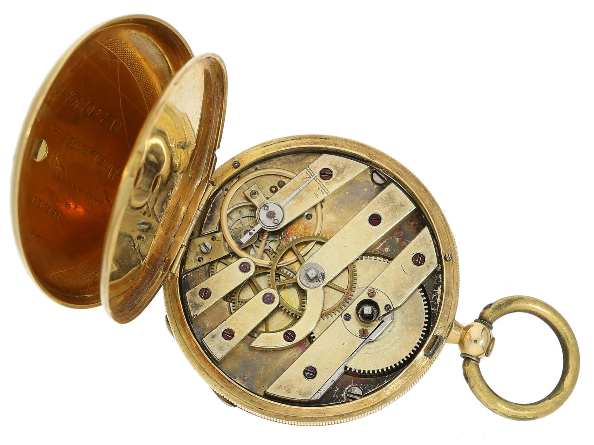Taschenuhr: Gold/Emaille-Lepine von feiner Qualität, Genf um 1850 - Bild 4 aus 4