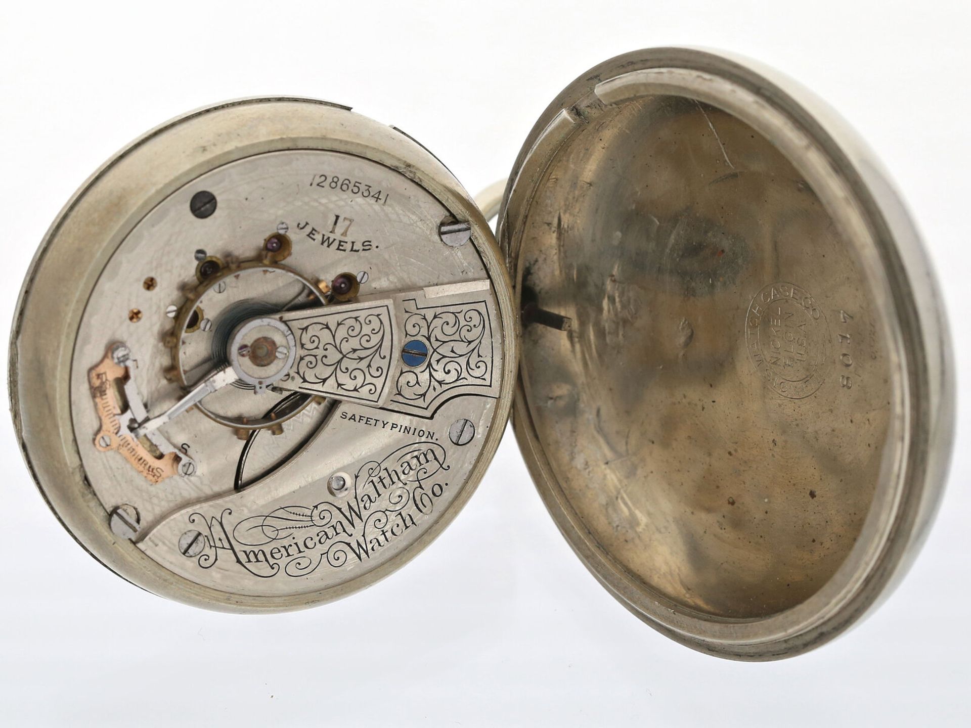 Taschenuhr: schwere Waltham mit 'wasserdichtem' Spezialgehäuse, ca.1900 - Bild 2 aus 2