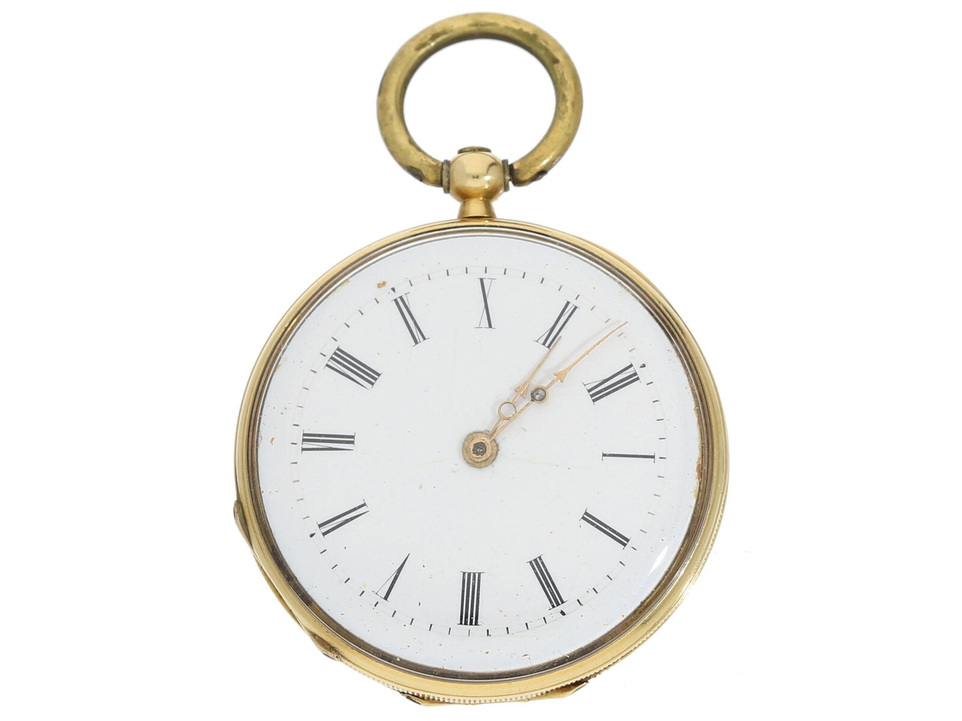 Taschenuhr: Gold/Emaille-Lepine von feiner Qualität, Genf um 1850 - Image 2 of 4