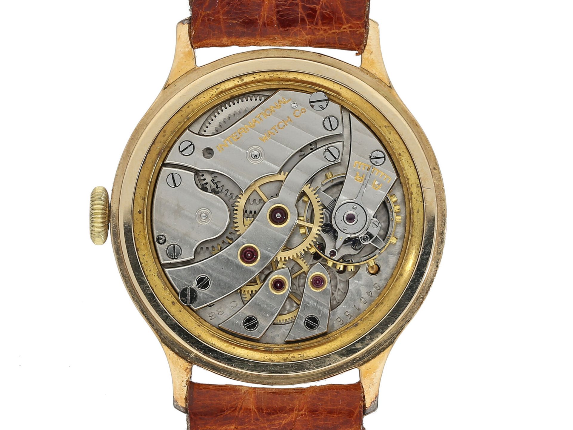 Armbanduhr: seltene, frühe, große goldene IWC Schaffhausen, Kaliber 83, um 1935 - Image 2 of 2