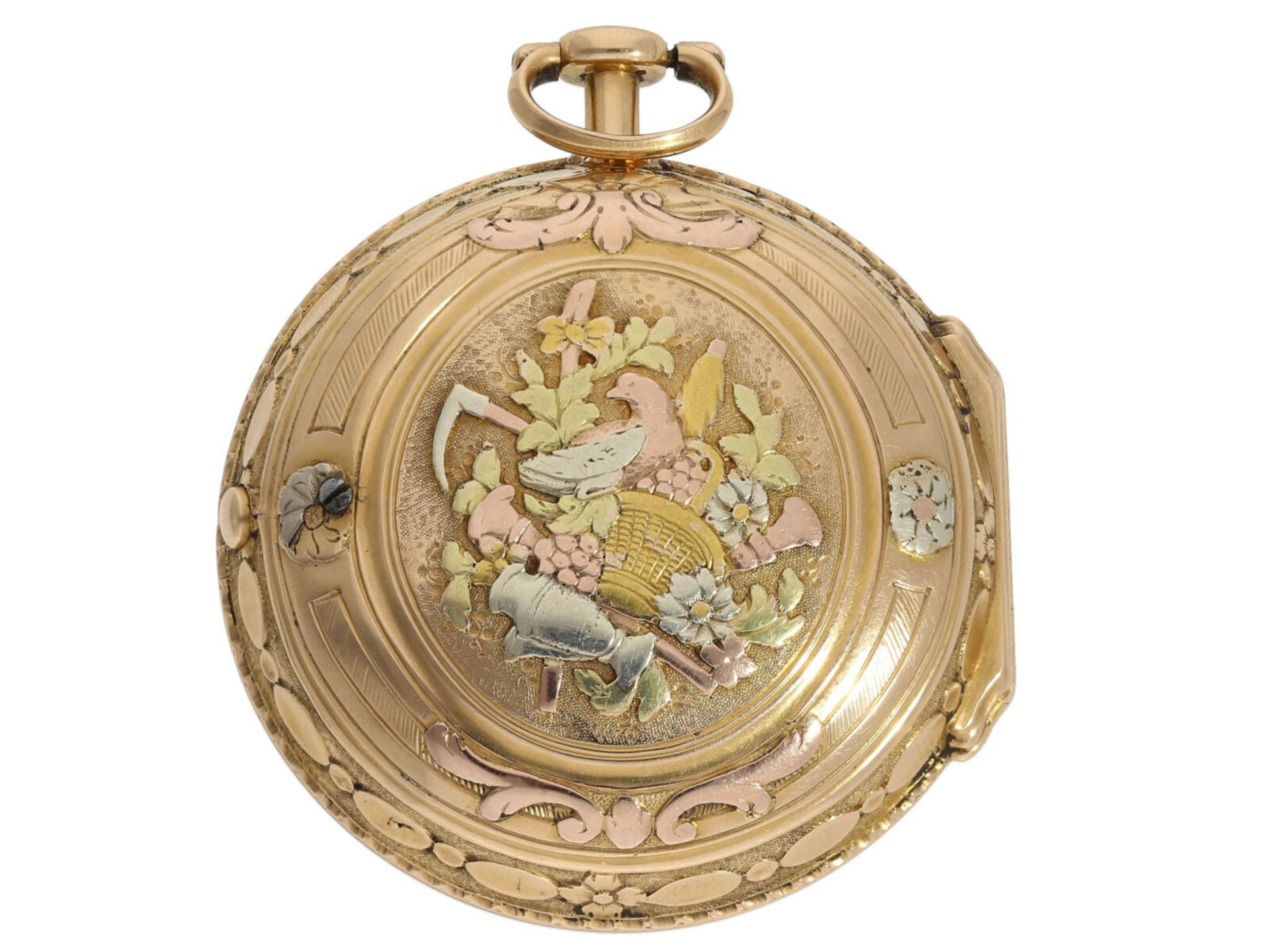 Pocket watch: large 4-colour Louis XV verge watch, signed Musson Paris, ca. 1760-1770 - Image 2 of 4