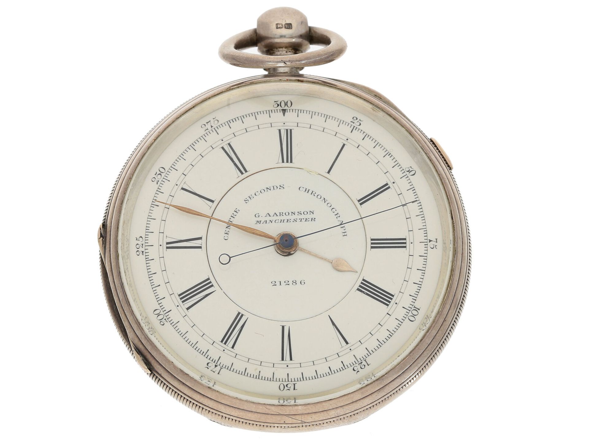 Taschenuhr: großer englischer Marine-Chronograph, Beobachtungsuhr mit anhaltbarer Sekunde, Aaaronson