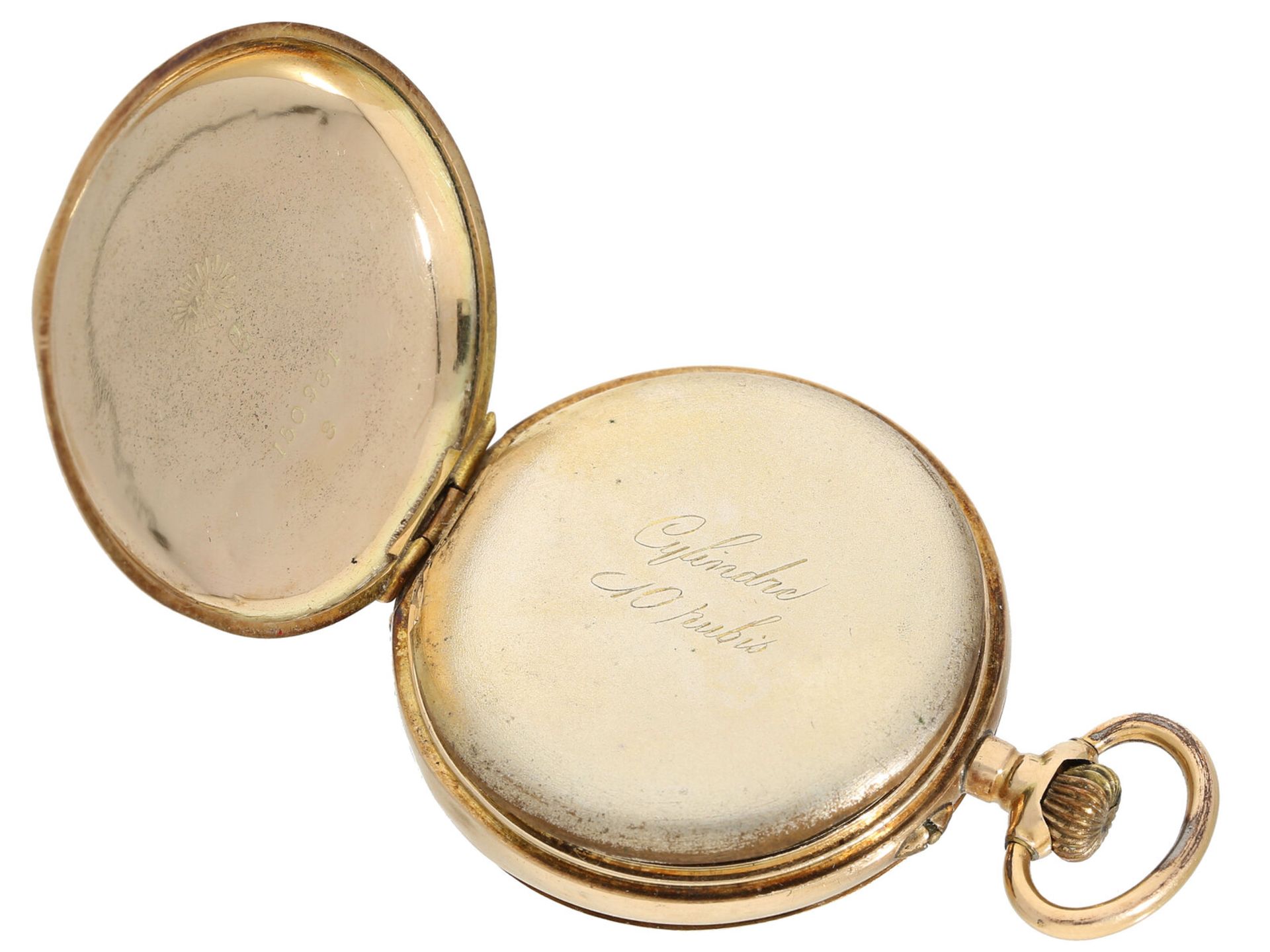 Taschenuhr: goldene Damenuhr mit sehr schöner Emaille-Dekoration, um 1900 - Bild 3 aus 4