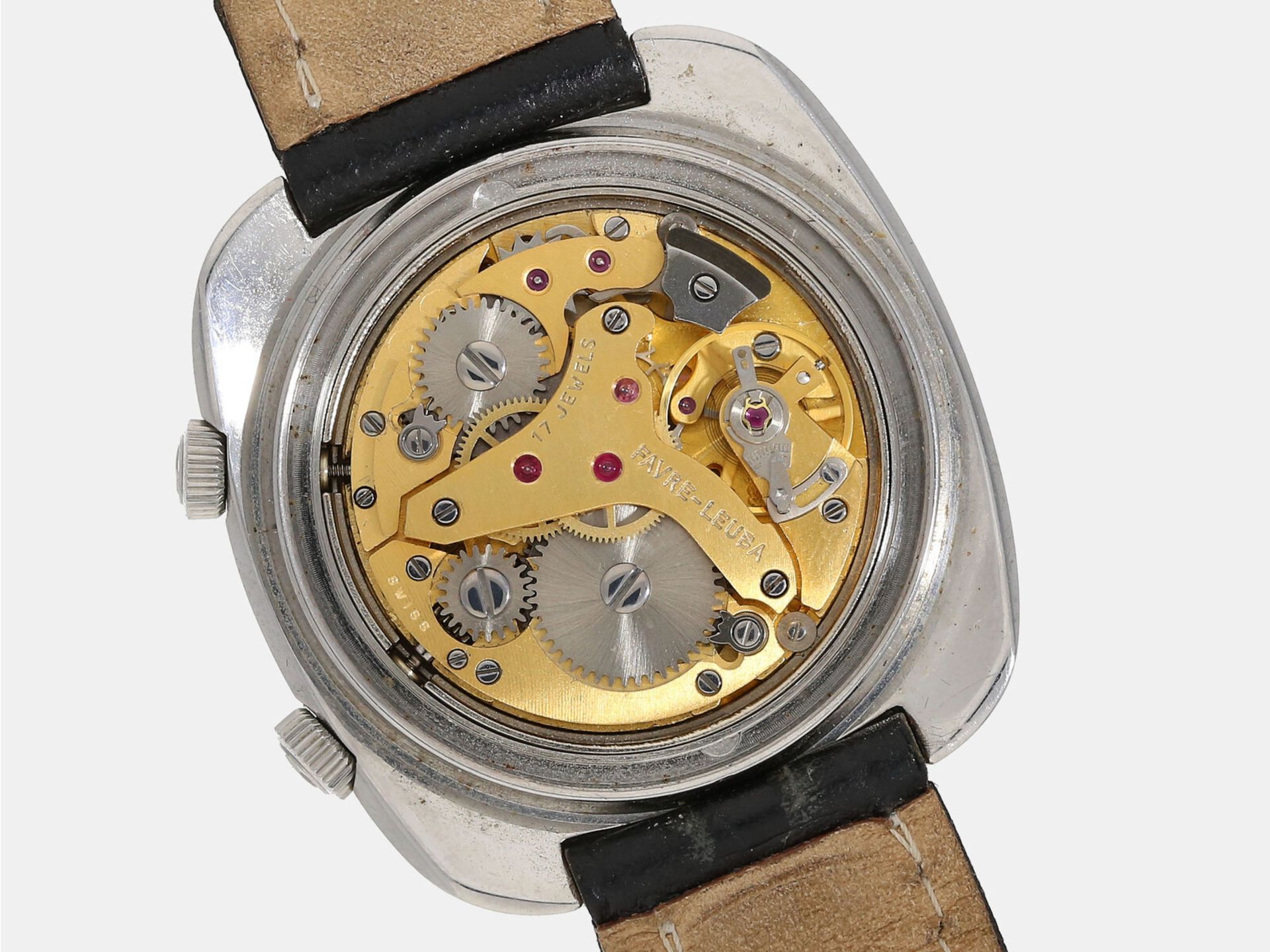 Armbanduhr: seltene und sehr schön erhaltene vintage Herrenuhr mit Alarm, 'Favre-Leuba Sea Bird' Ref - Image 2 of 2